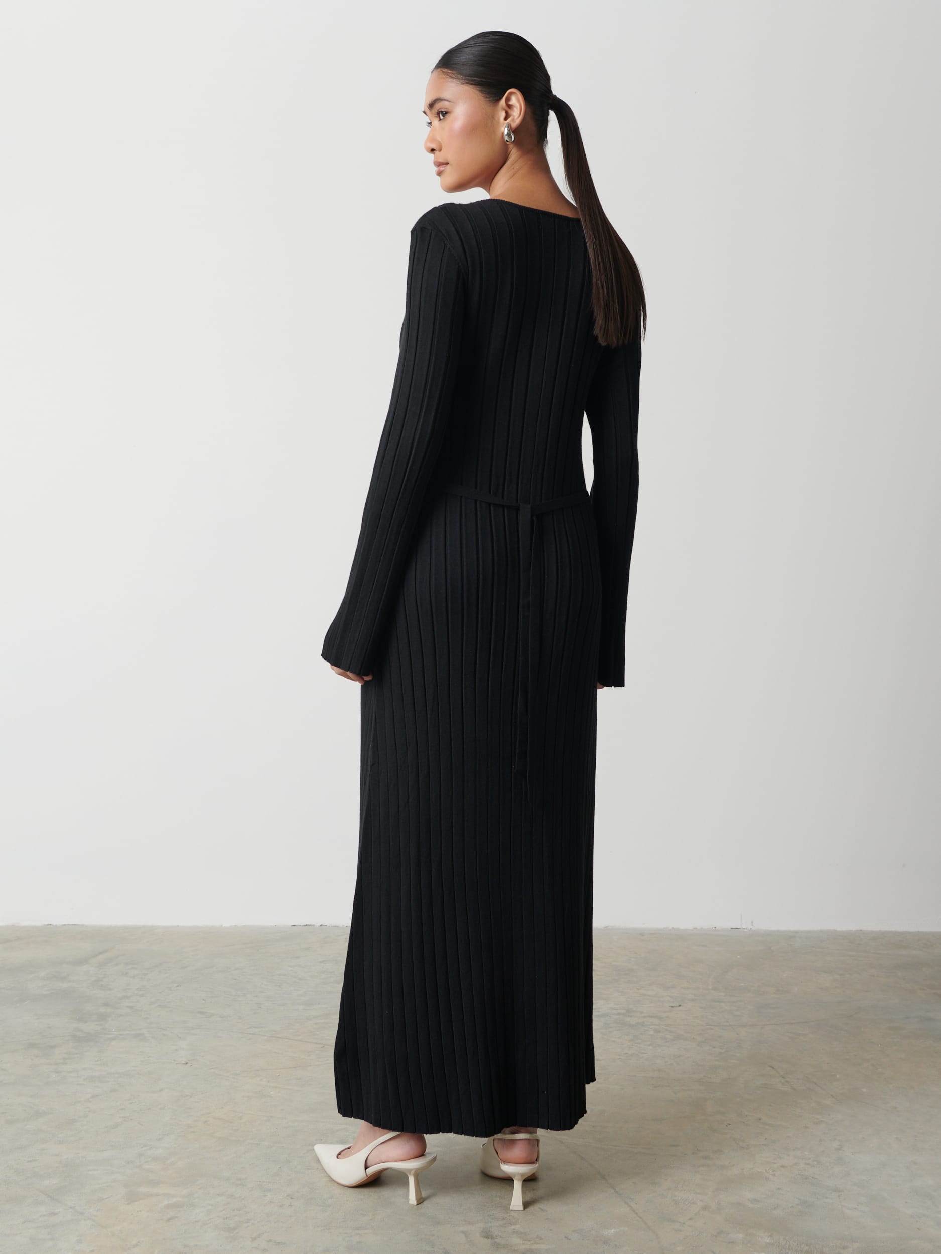 Scarlett Tie Knit Dress - Black