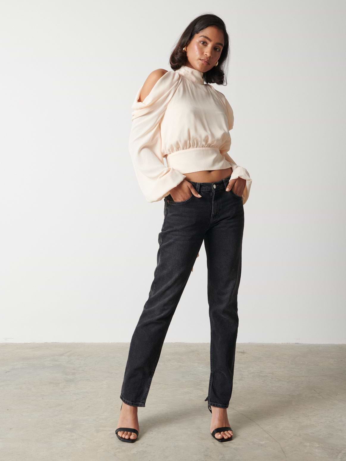 Selena Cold Shoulder Top - Pearl Ivory