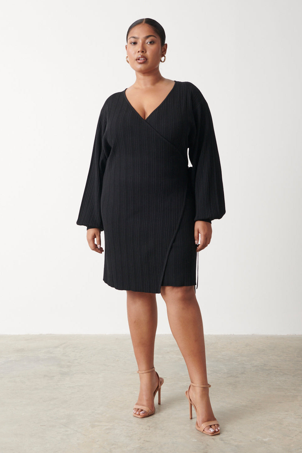 Shelby Mini Plisse Knit Dress Curve - Black