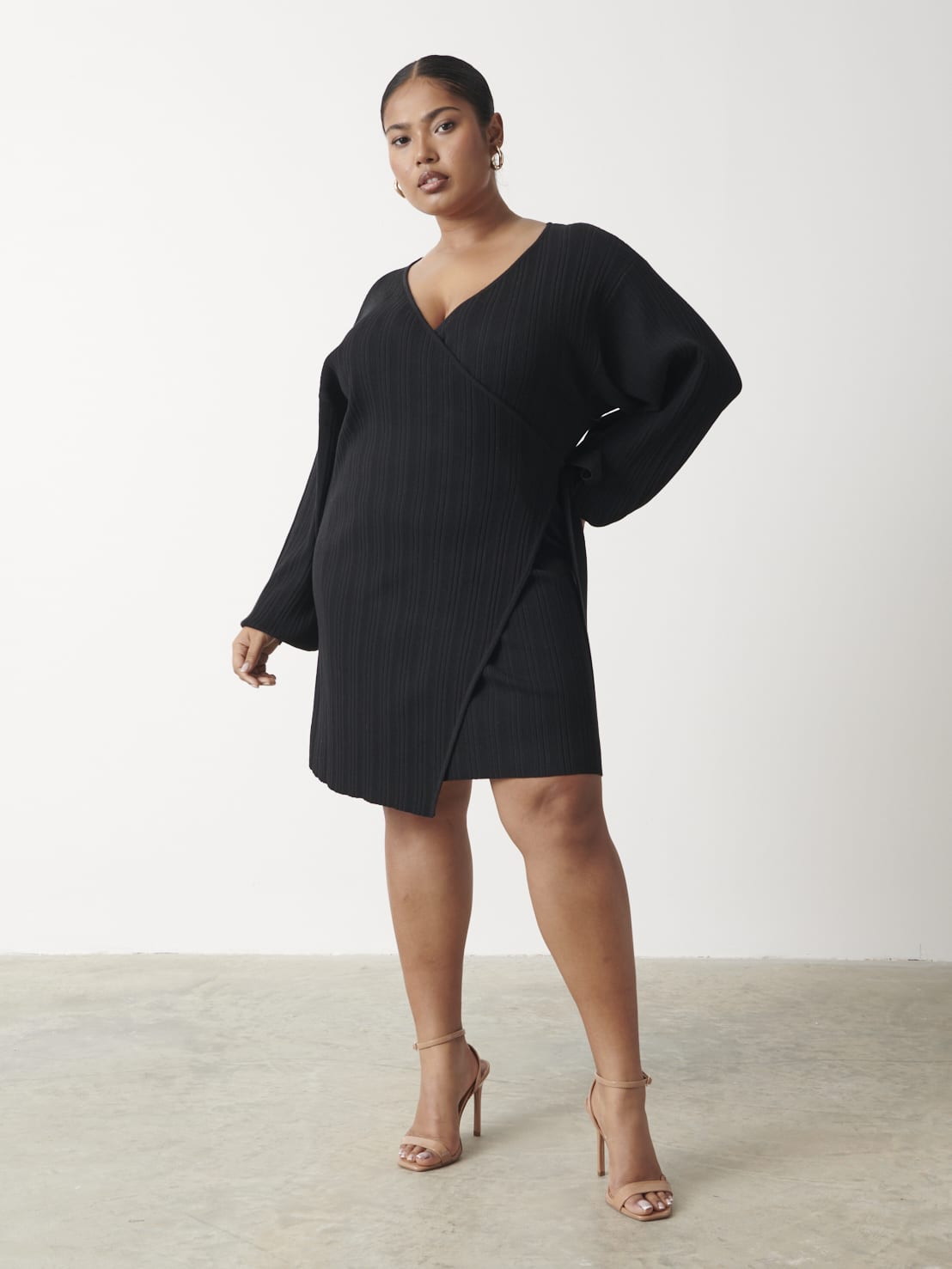 Shelby Mini Plisse Knit Dress Curve - Black