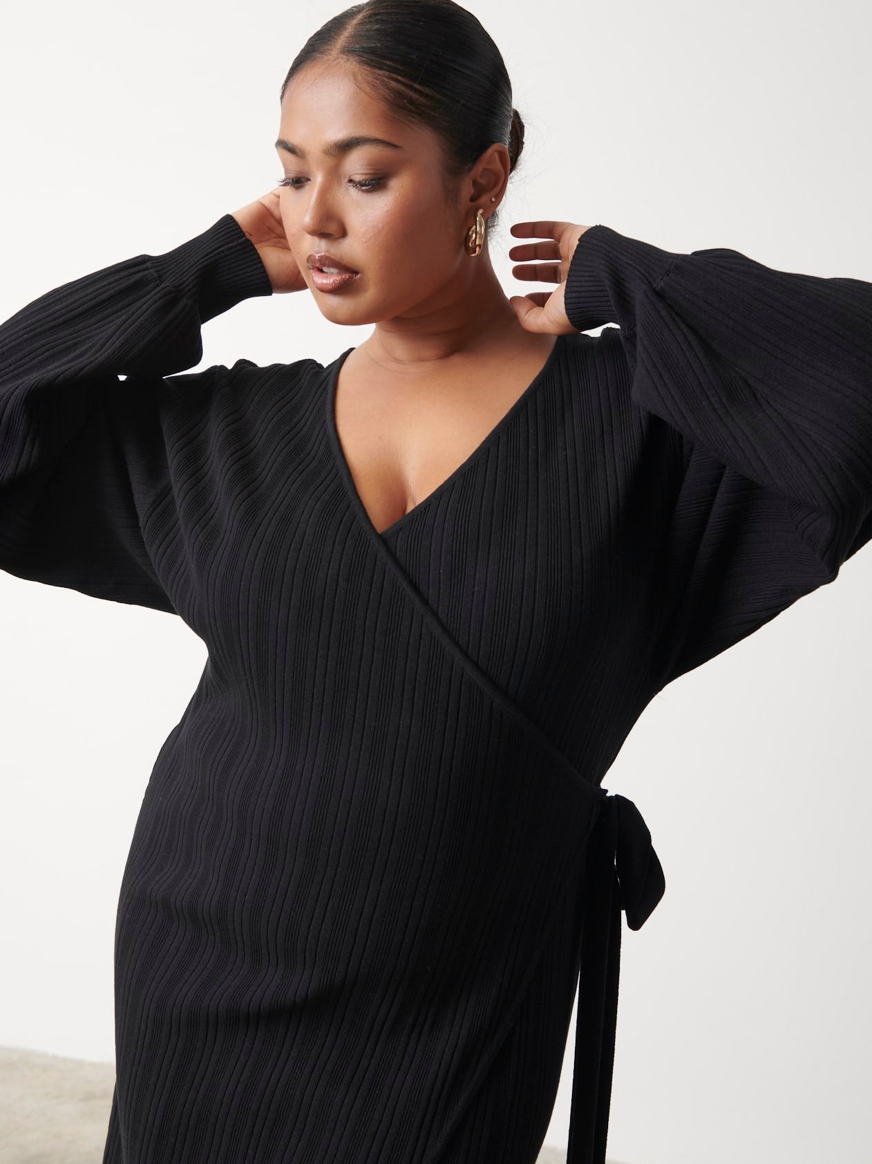 Shelby Mini Plisse Knit Dress Curve - Black
