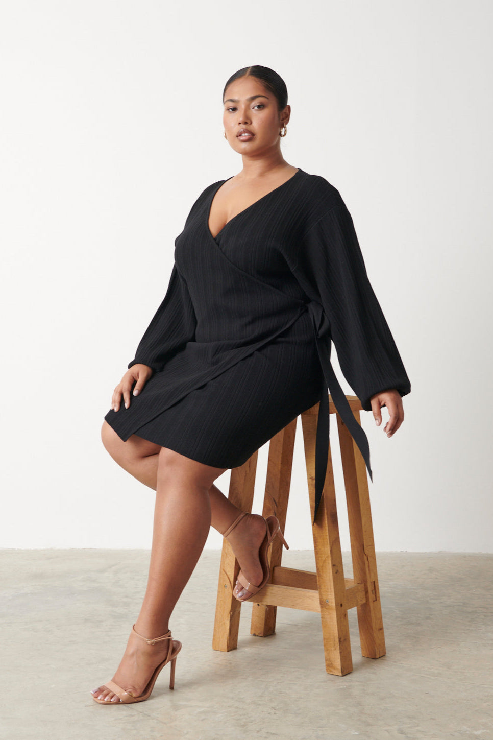Shelby Mini Plisse Knit Dress Curve - Black