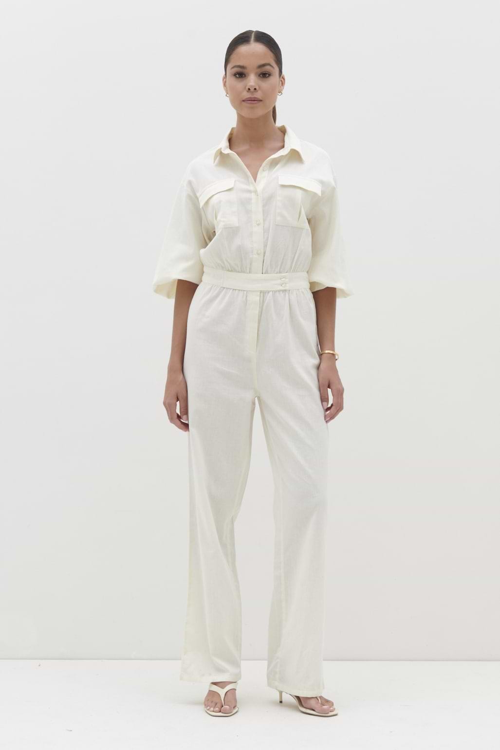 Shona Collared Jumpsuit - Stone
