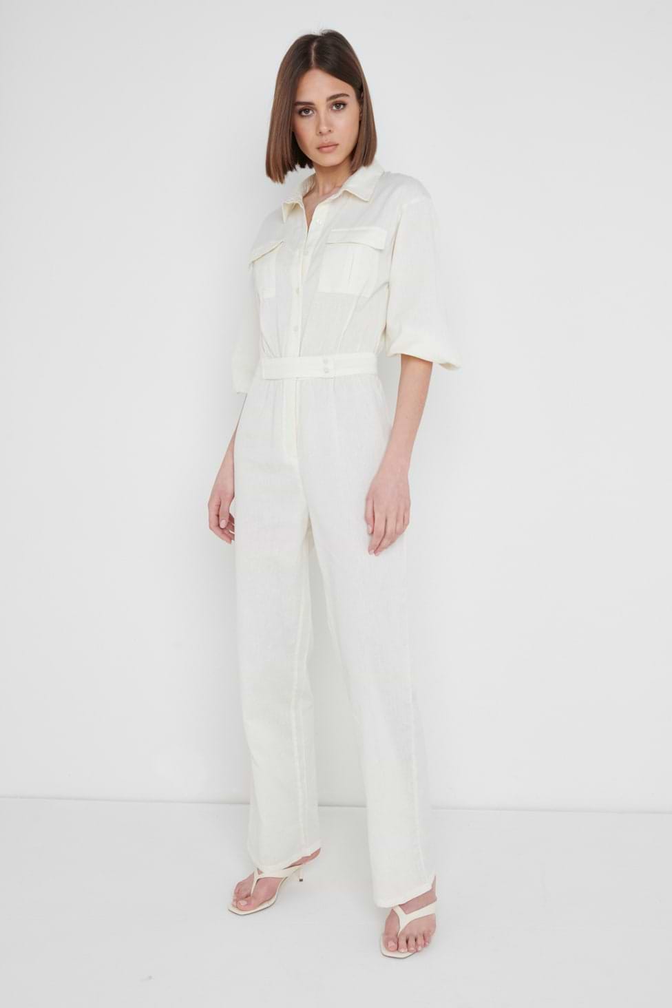 Shona Collared Jumpsuit - Stone