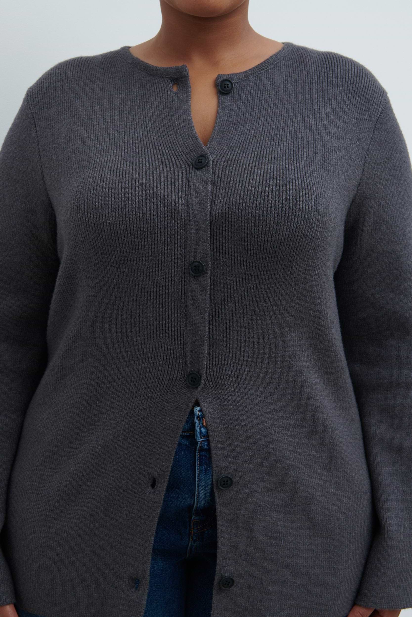 Shyla Fitted Knit Cardigan Curve - Charcoal