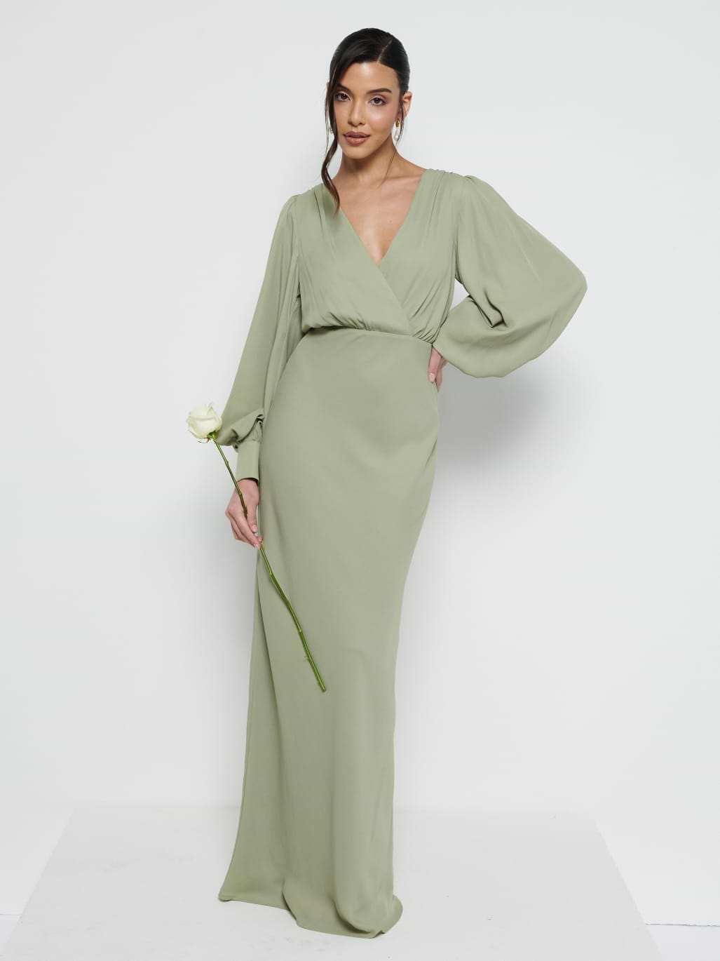 Sienna Chiffon Bridesmaid Dress - Olive