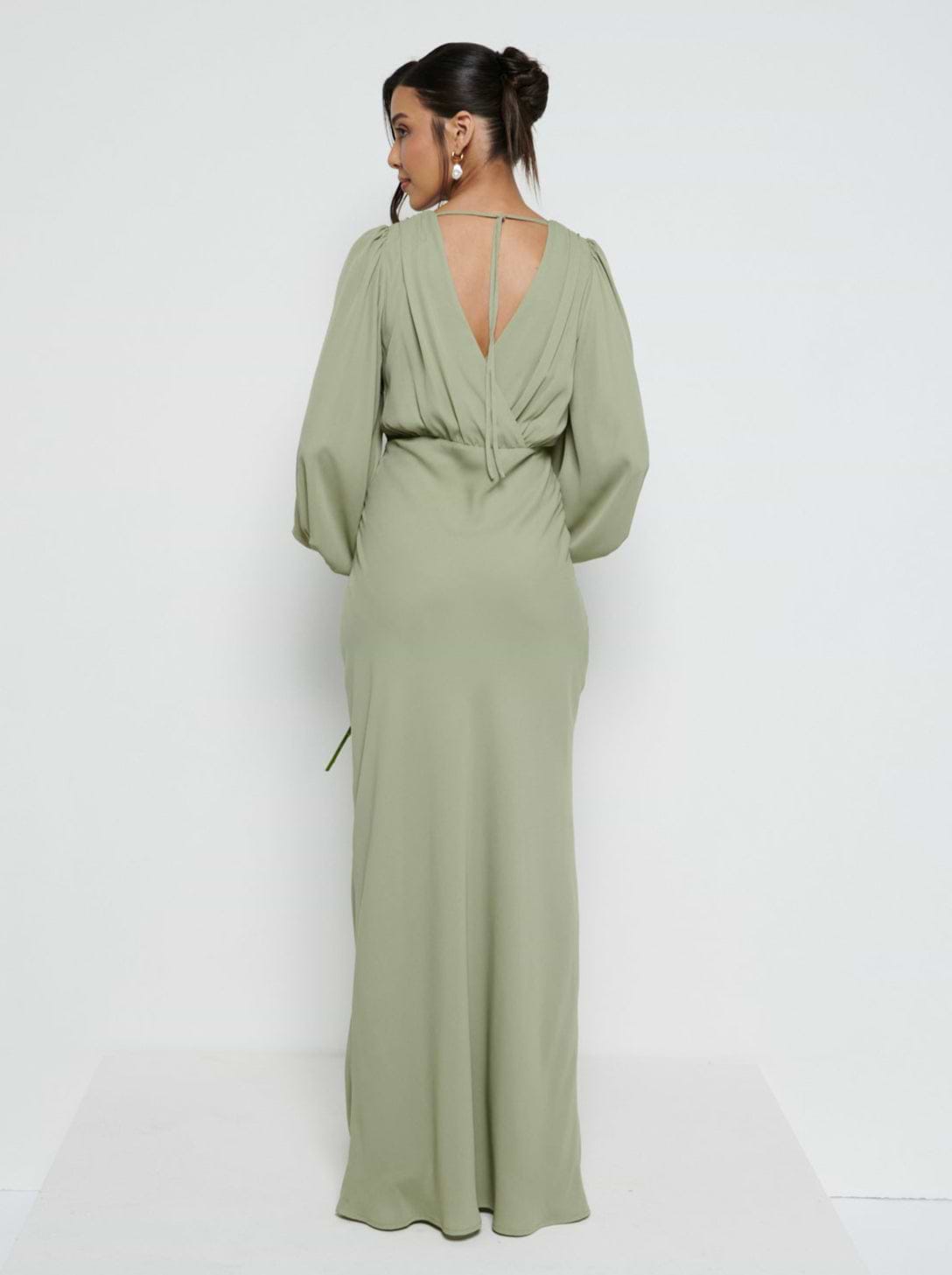 Sienna Chiffon Bridesmaid Dress - Olive