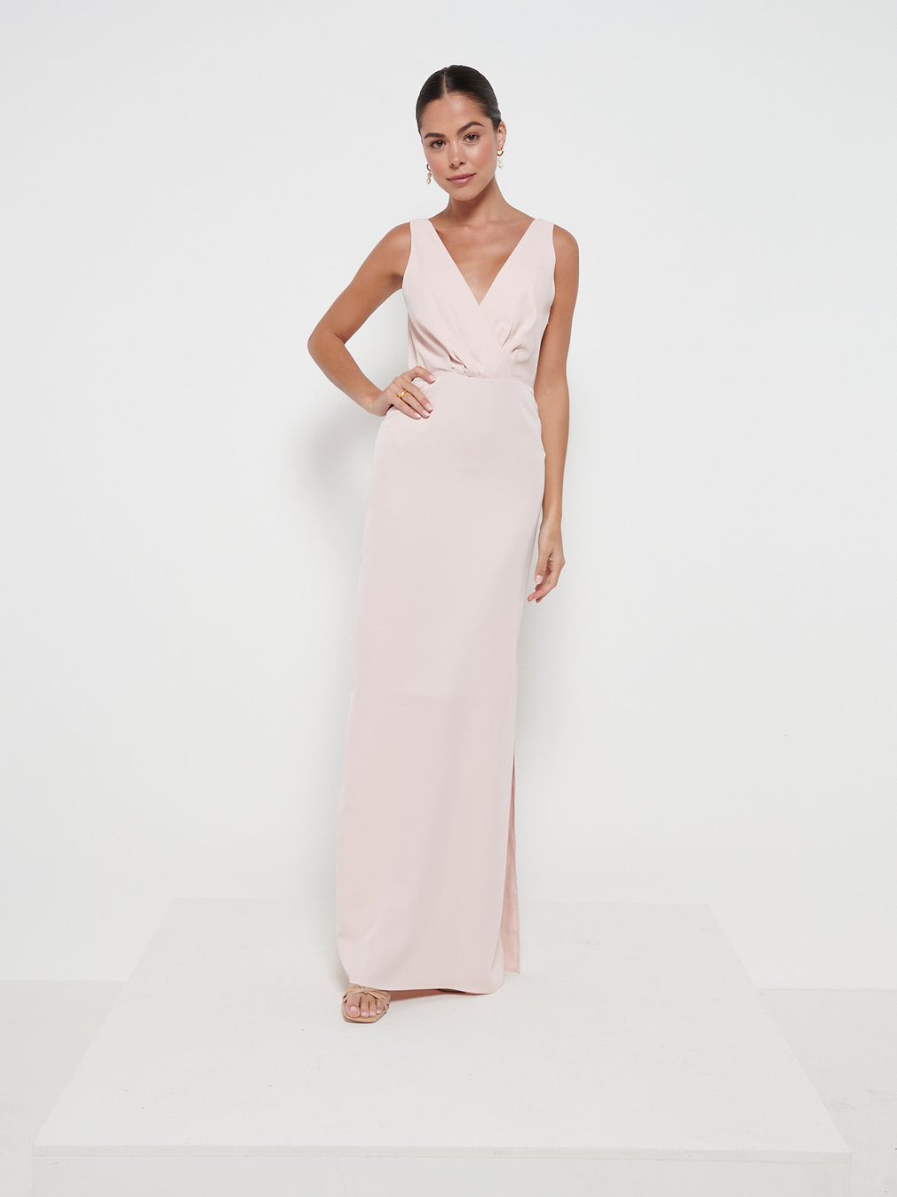 Silva Wrap Maxi Bridesmaid Dress - Blush