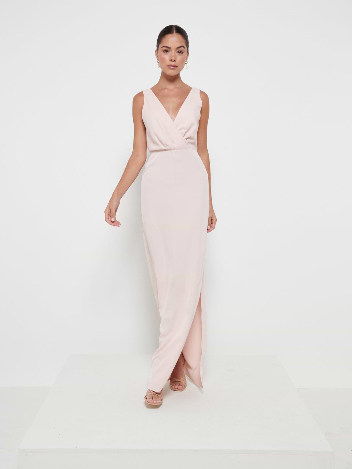 Silva Wrap Maxi Bridesmaid Dress - Blush