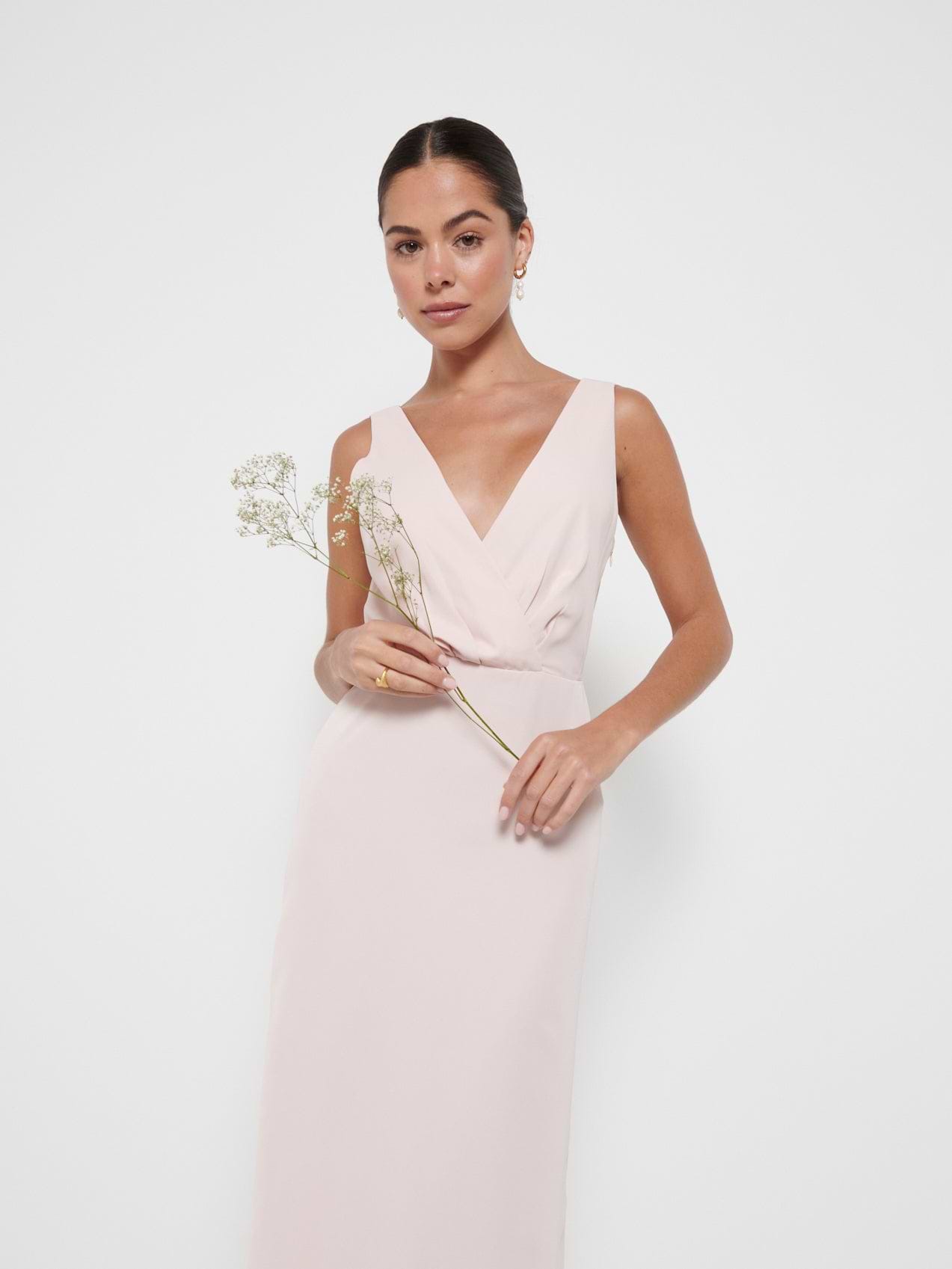 Silva Wrap Maxi Bridesmaid Dress - Blush