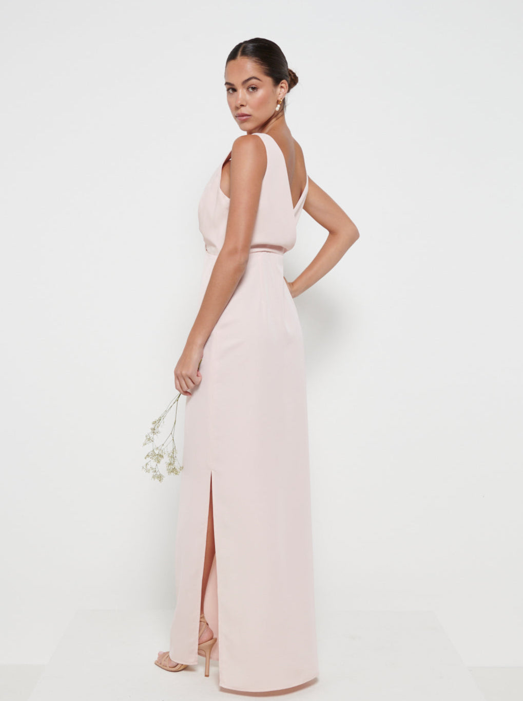Silva Wrap Maxi Bridesmaid Dress - Blush