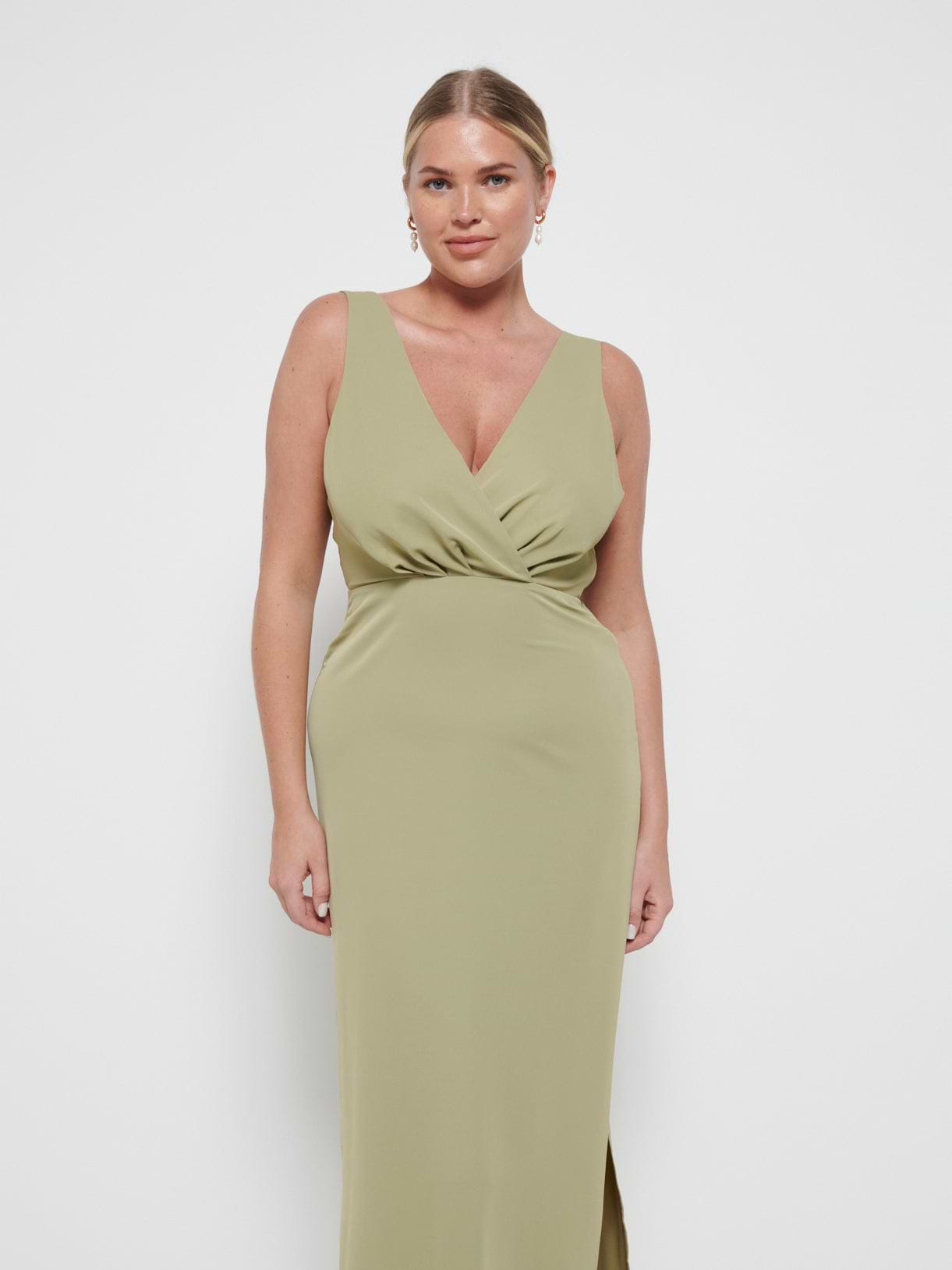 Silva Wrap Maxi Bridesmaid Dress - Olive