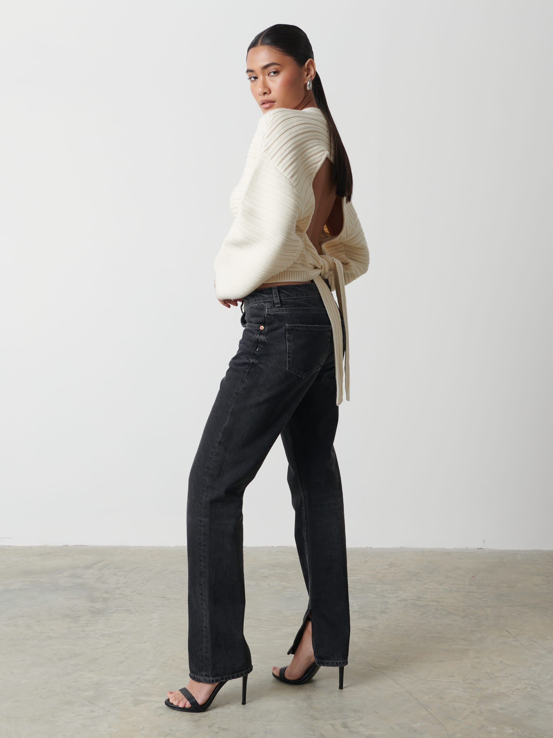 Simone Tie Back Jumper - Cream