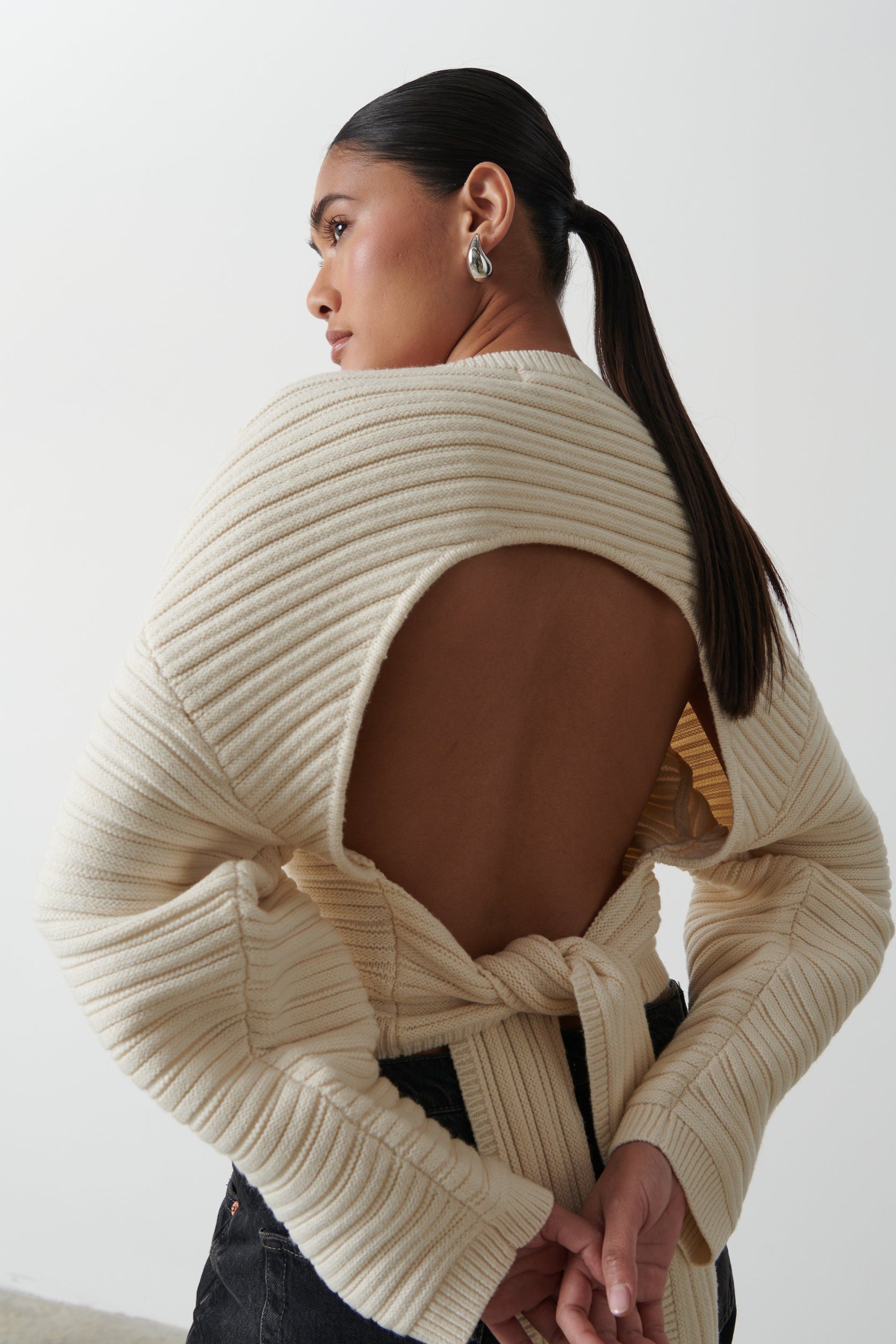 Simone Tie Back Jumper - Cream