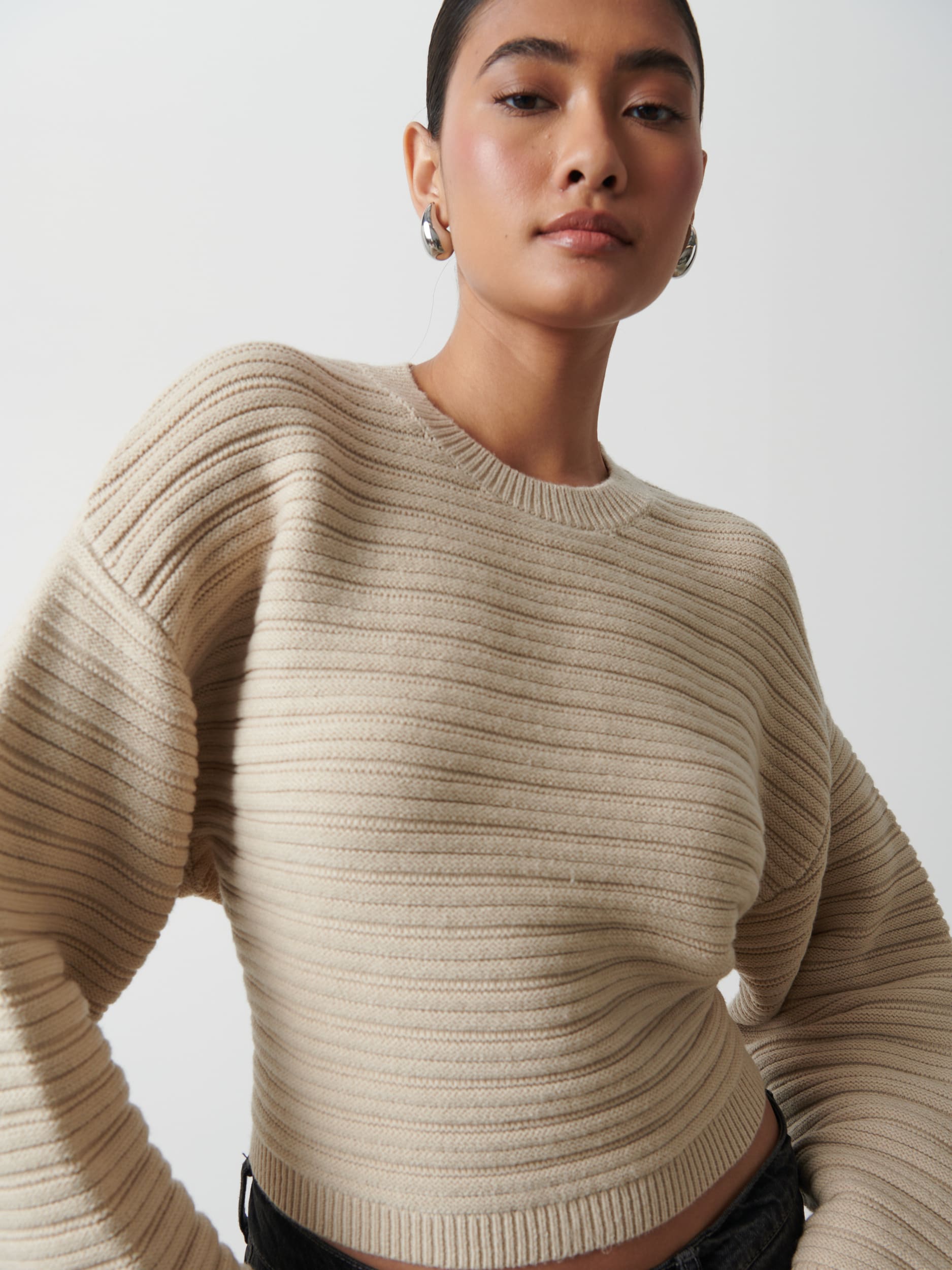 Simone Tie Back Jumper - Stone