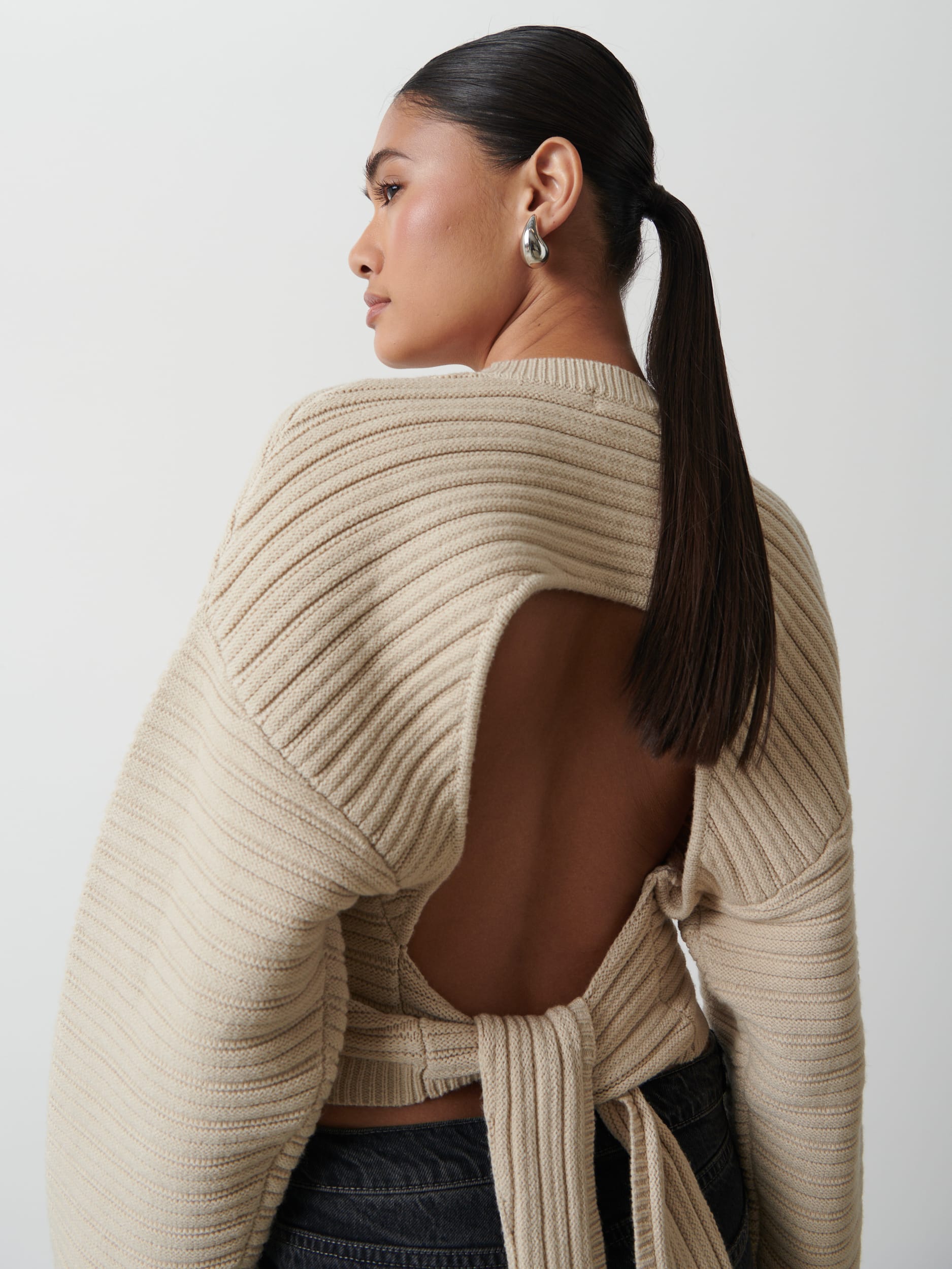 Simone Tie Back Jumper - Stone