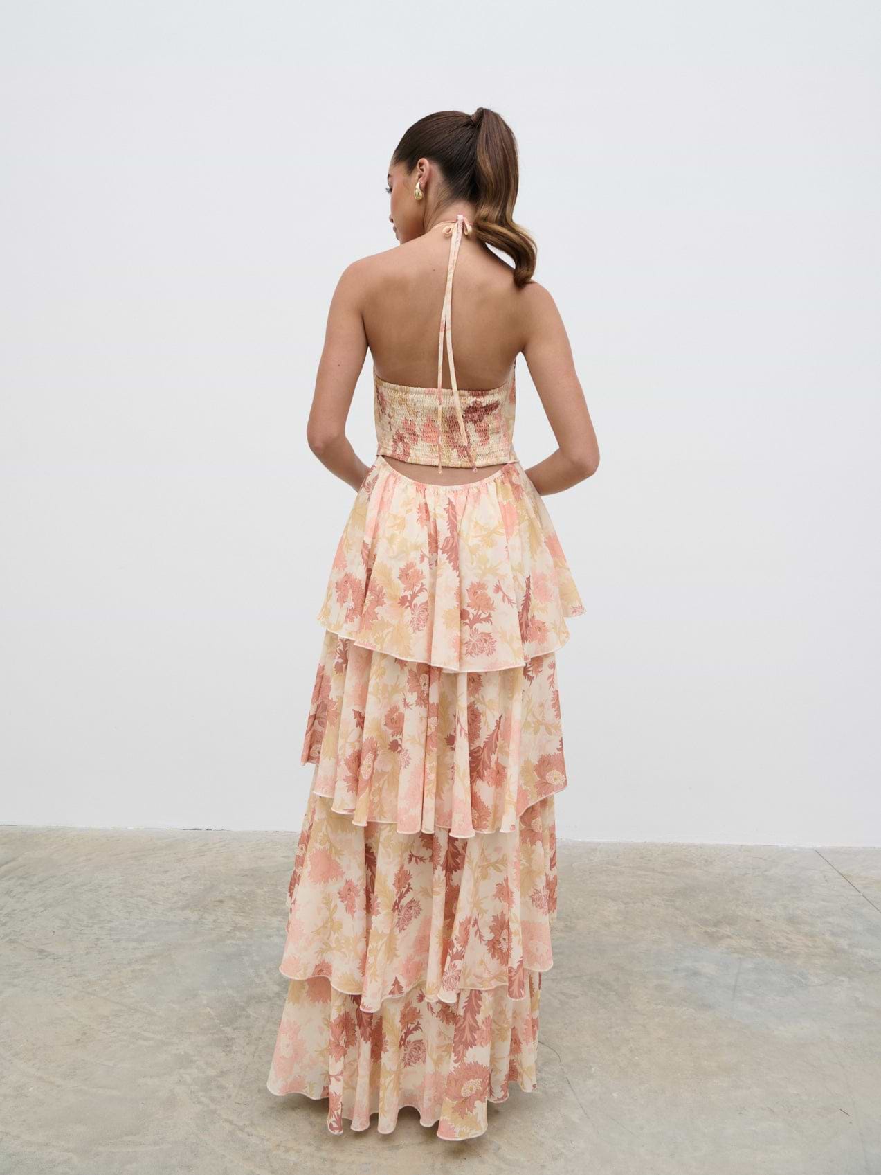 Siobhan Ruffle Maxi Dress - Terracotta Petal