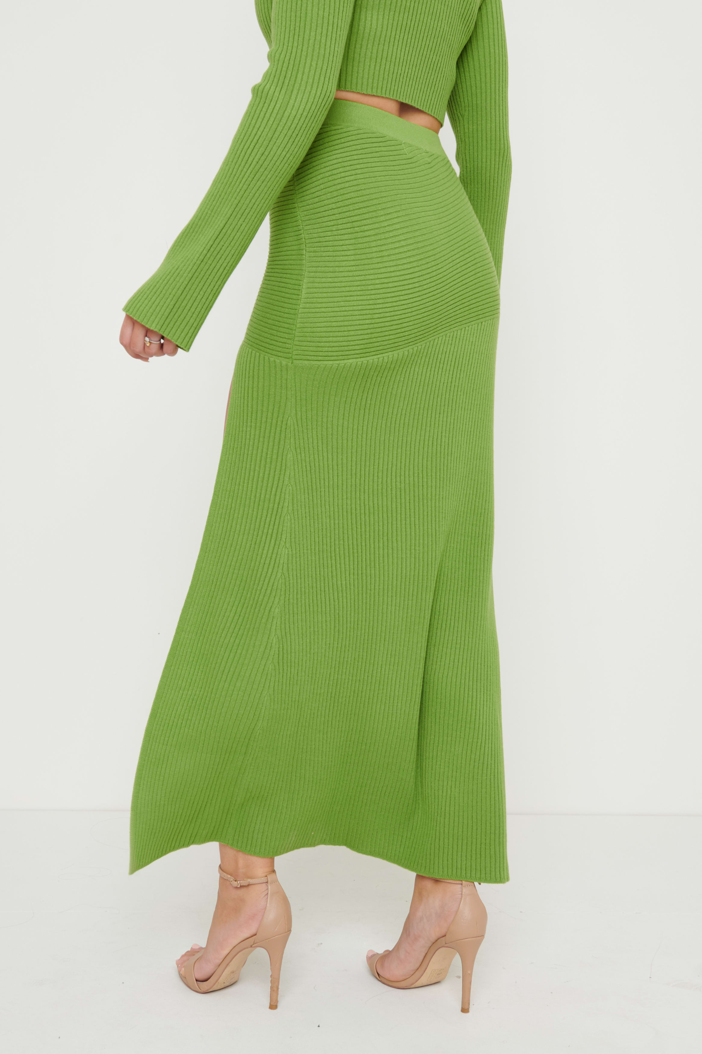 Sofia Asymmetric Knit Skirt - Green