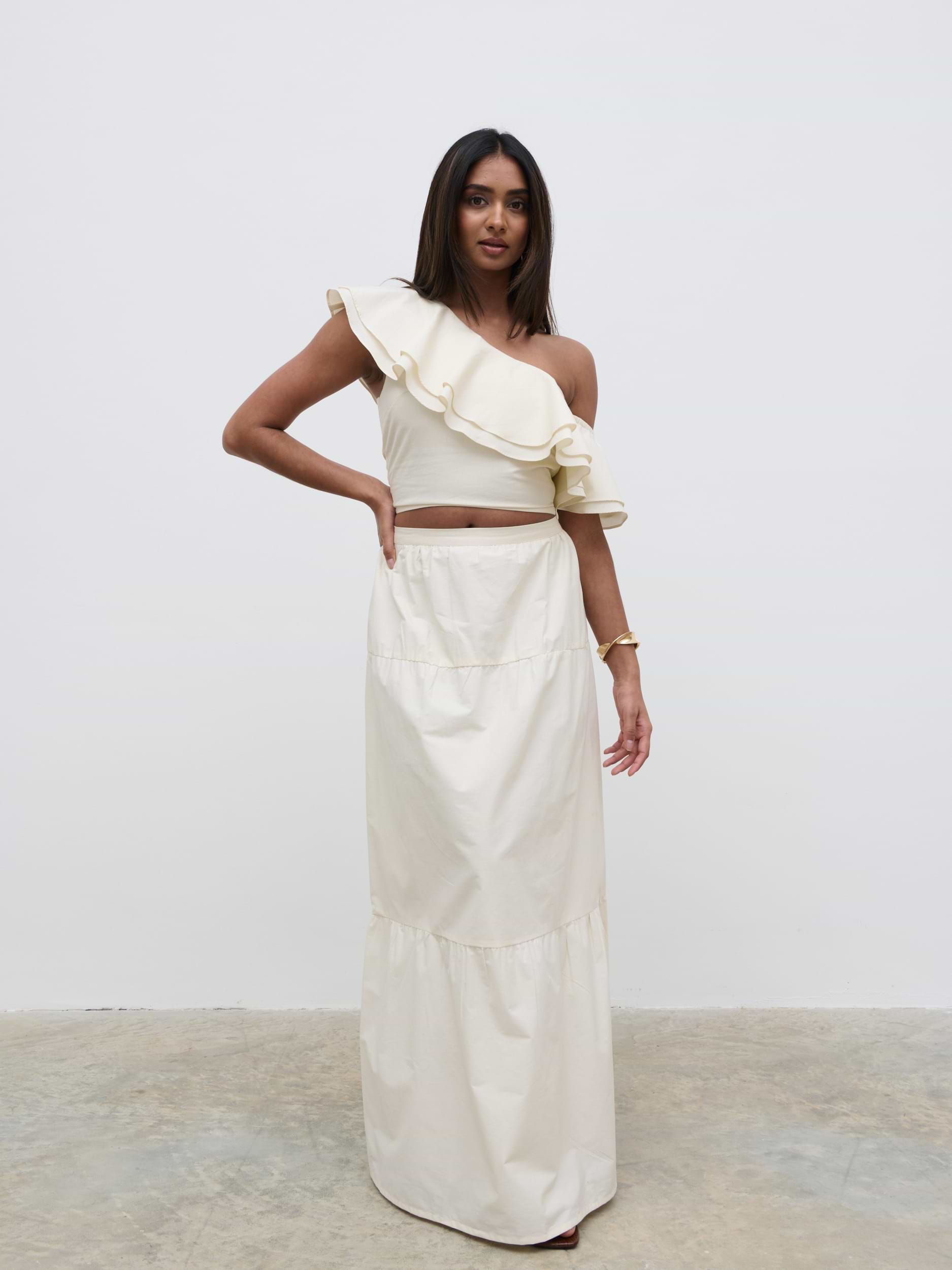 Sol Ruffle Maxi Skirt - Natural