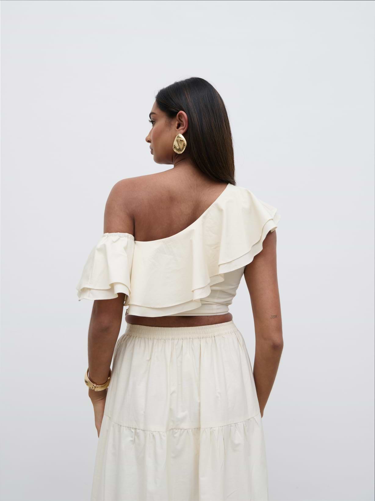 Sol Ruffle Cropped Top - Natural