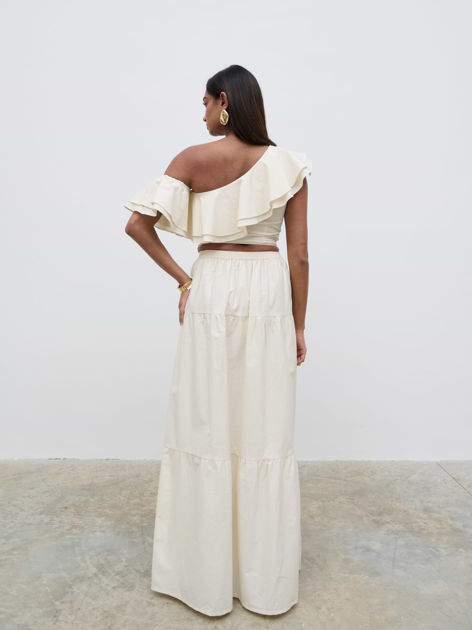 Sol Ruffle Cropped Top - Natural