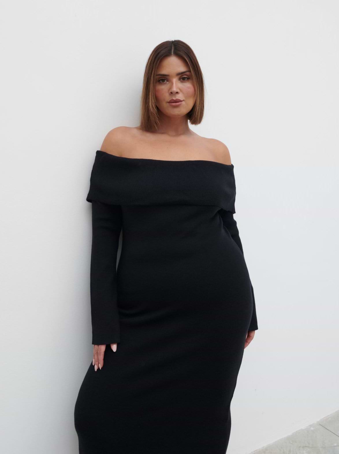 Soreya Bardot Knit Dress - Black