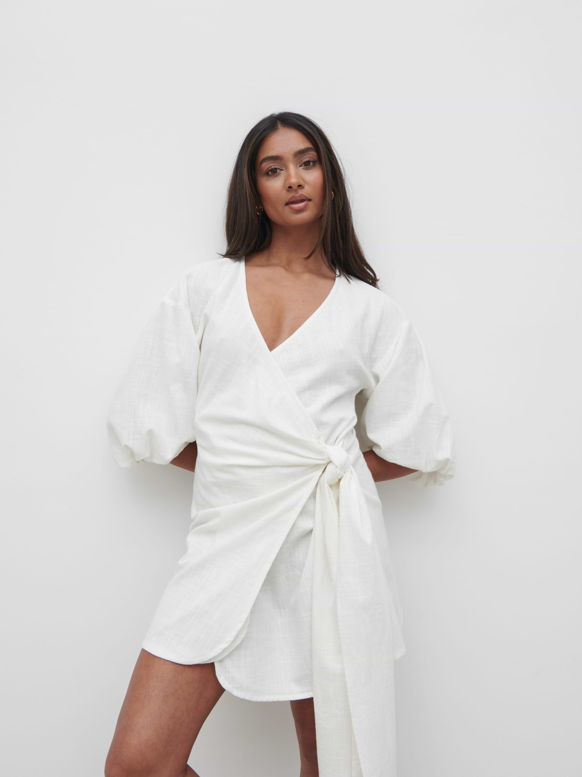 Tamara Wrap Mini Dress - Cream