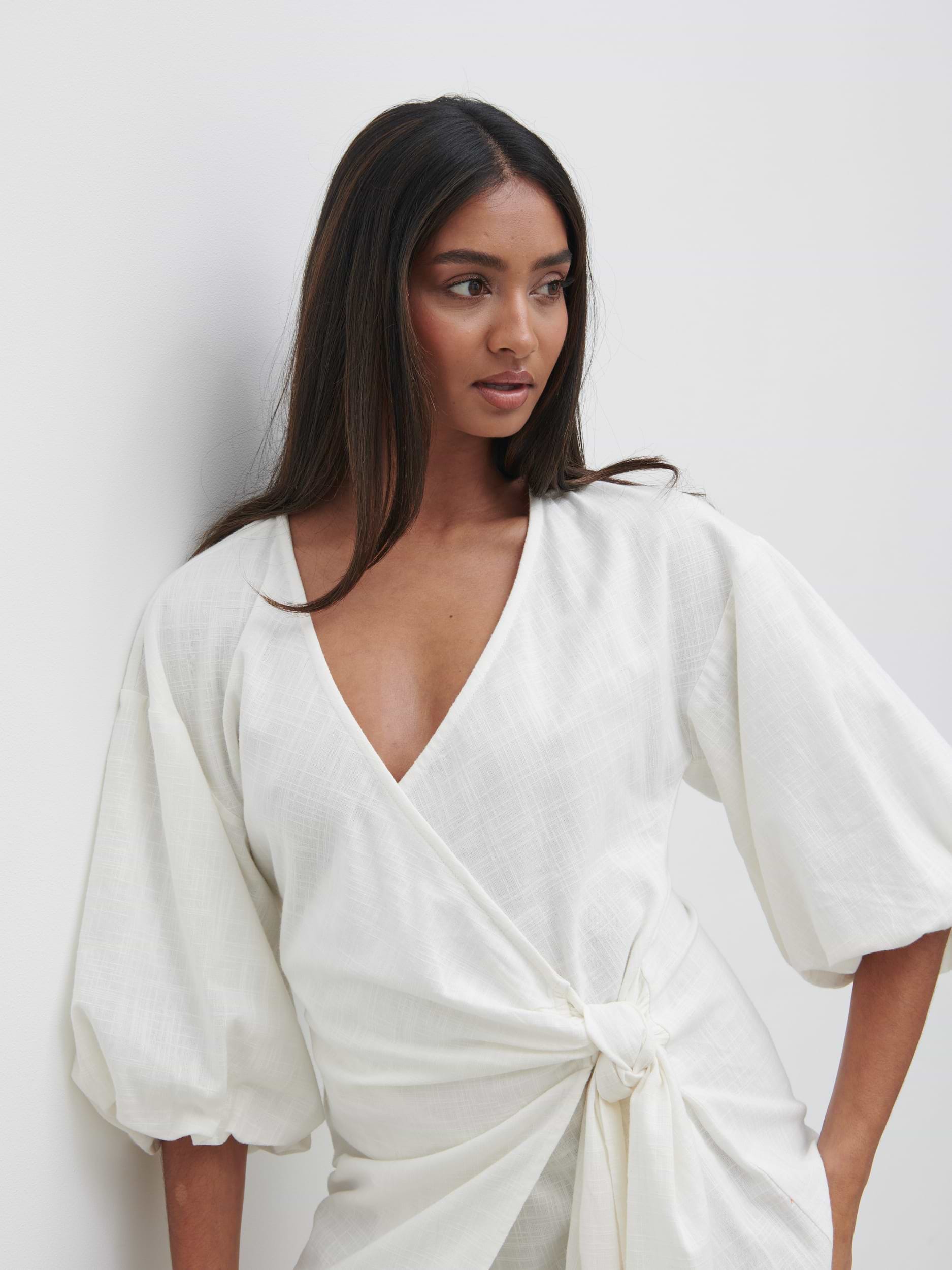 Tamara Wrap Mini Dress - Cream