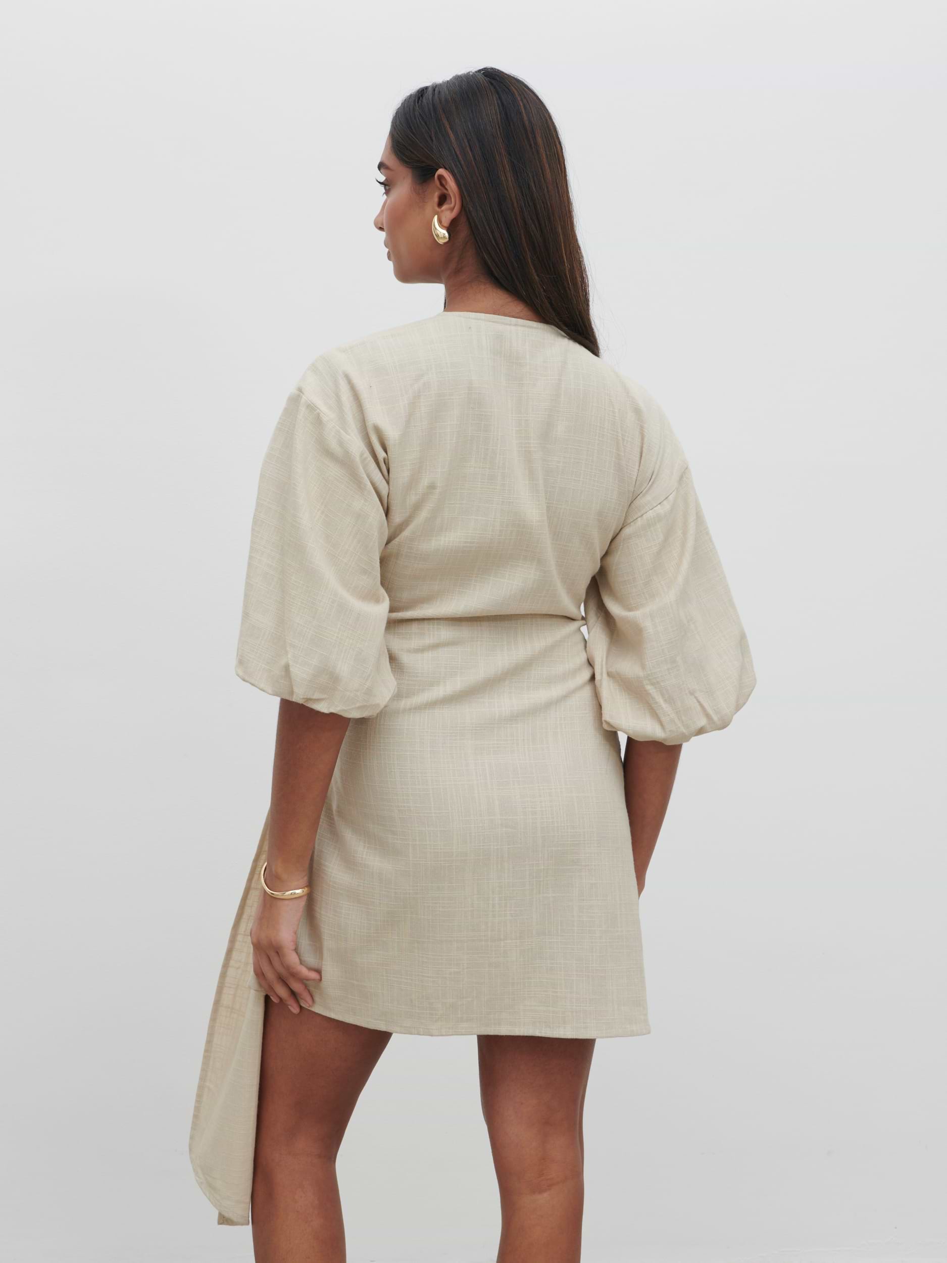 Tamara Wrap Mini Dress - Natural