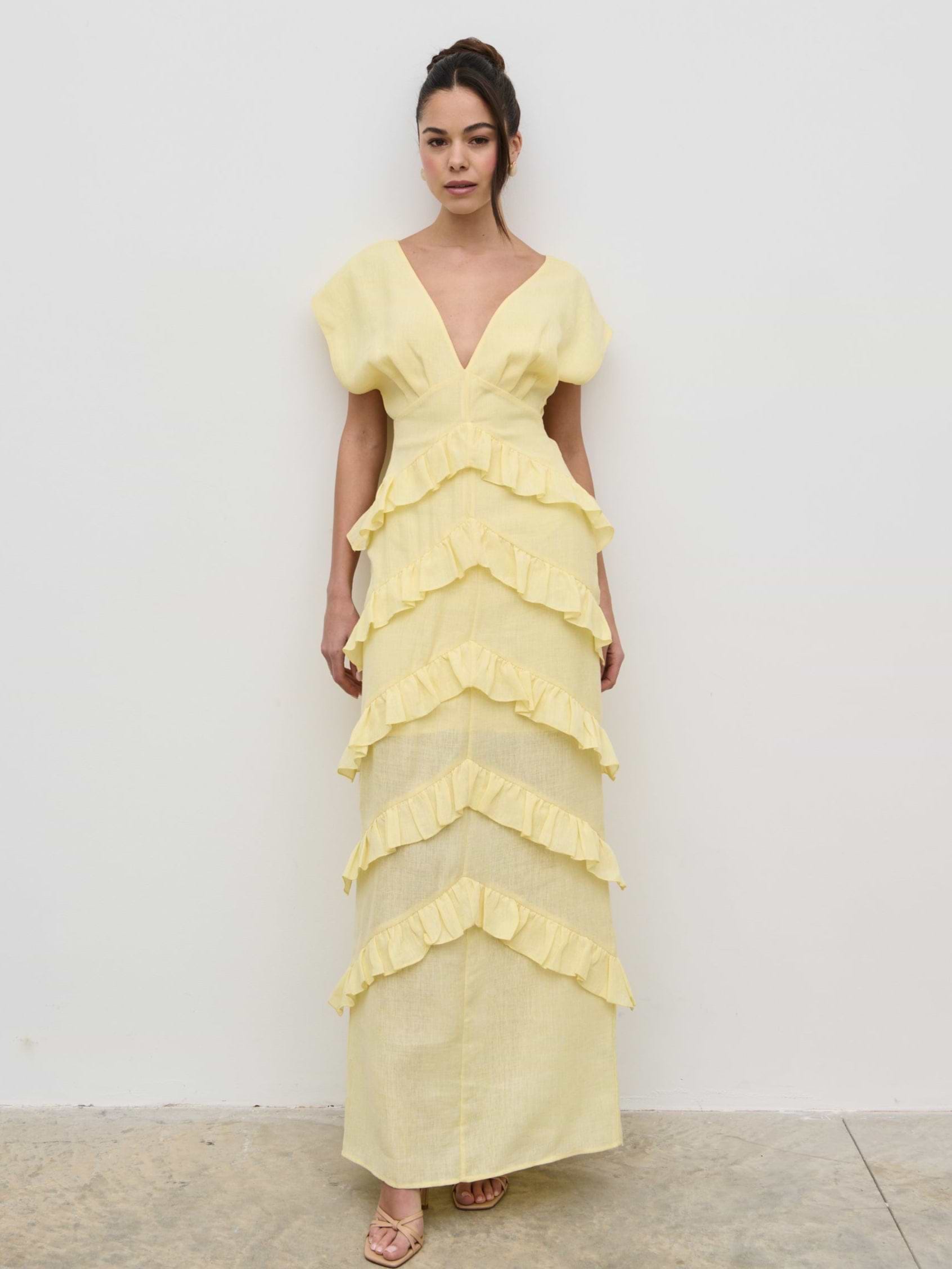 Tamsin Ruffle Dress - Lemon