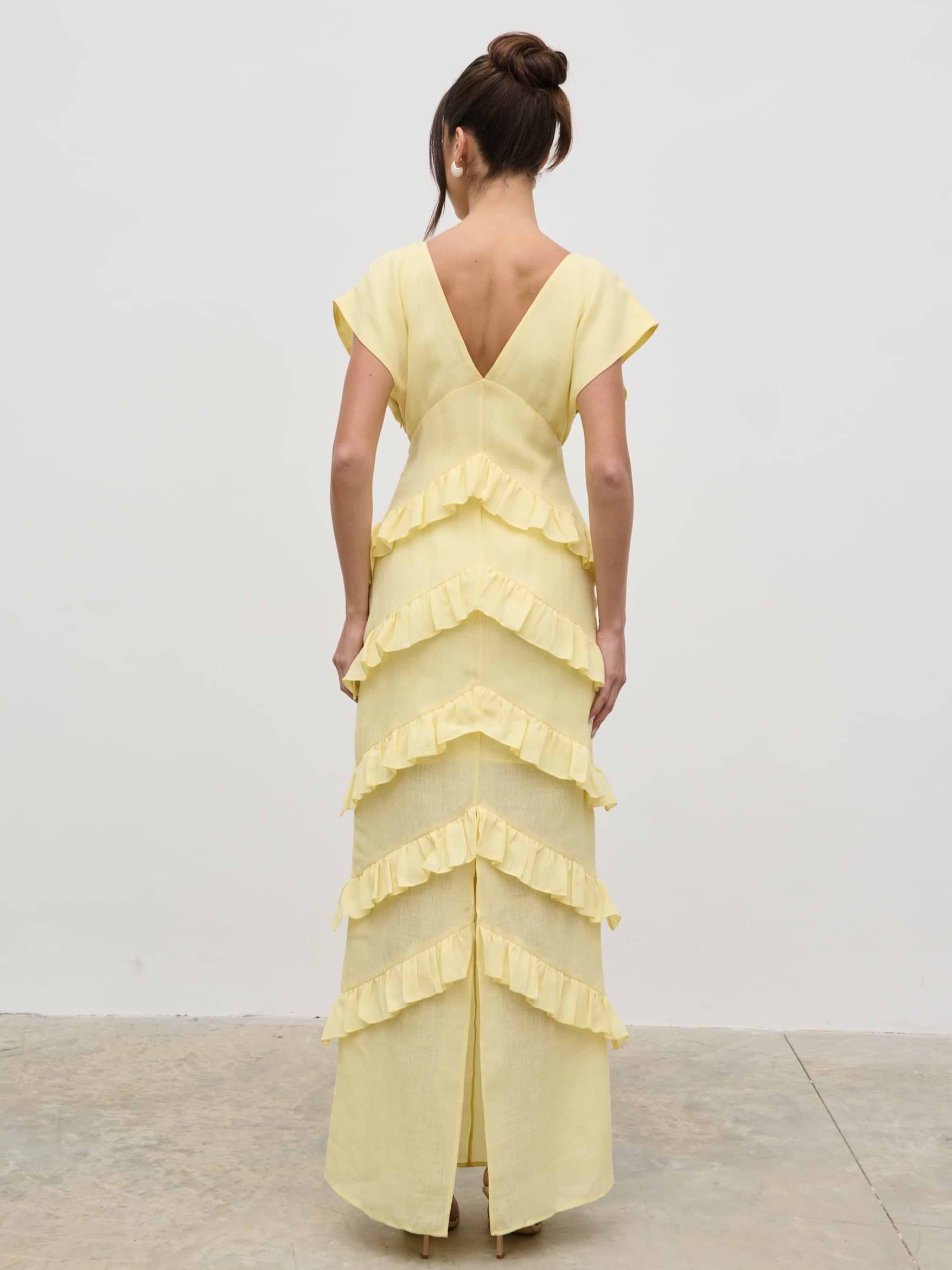 Tamsin Ruffle Dress - Lemon