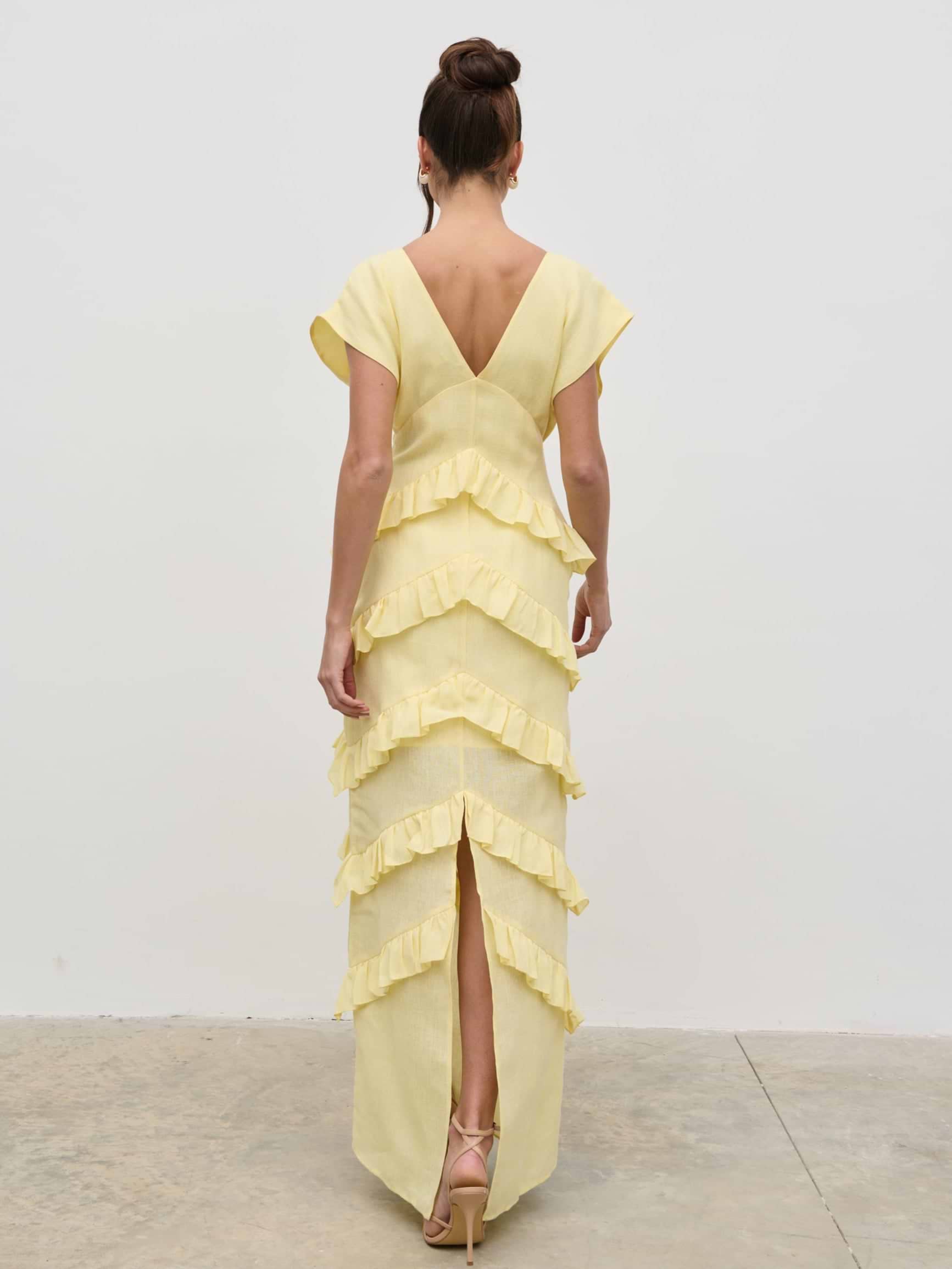 Tamsin Ruffle Dress - Lemon