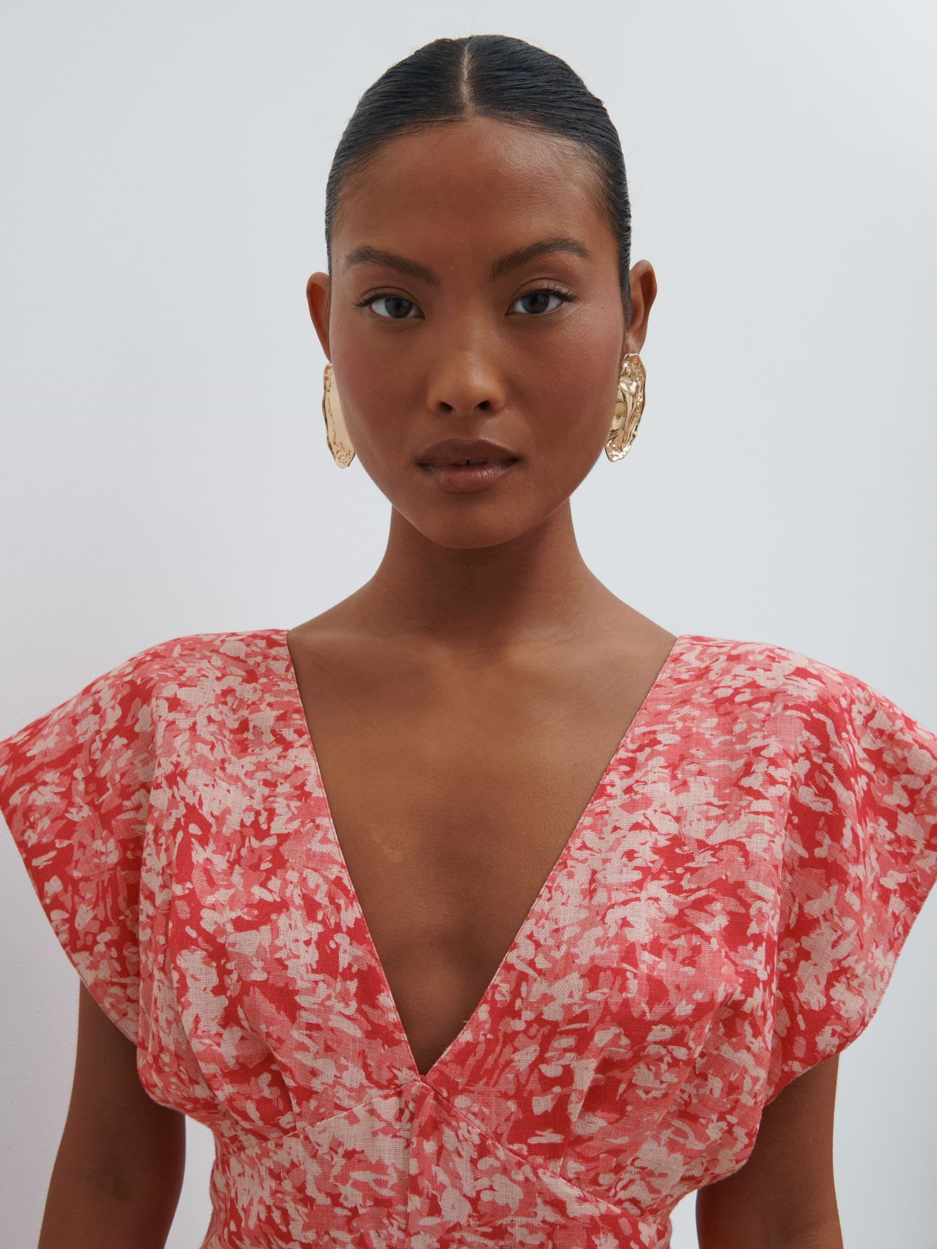 Tamsin Ruffle Dress - Pink Multi Abstract Print