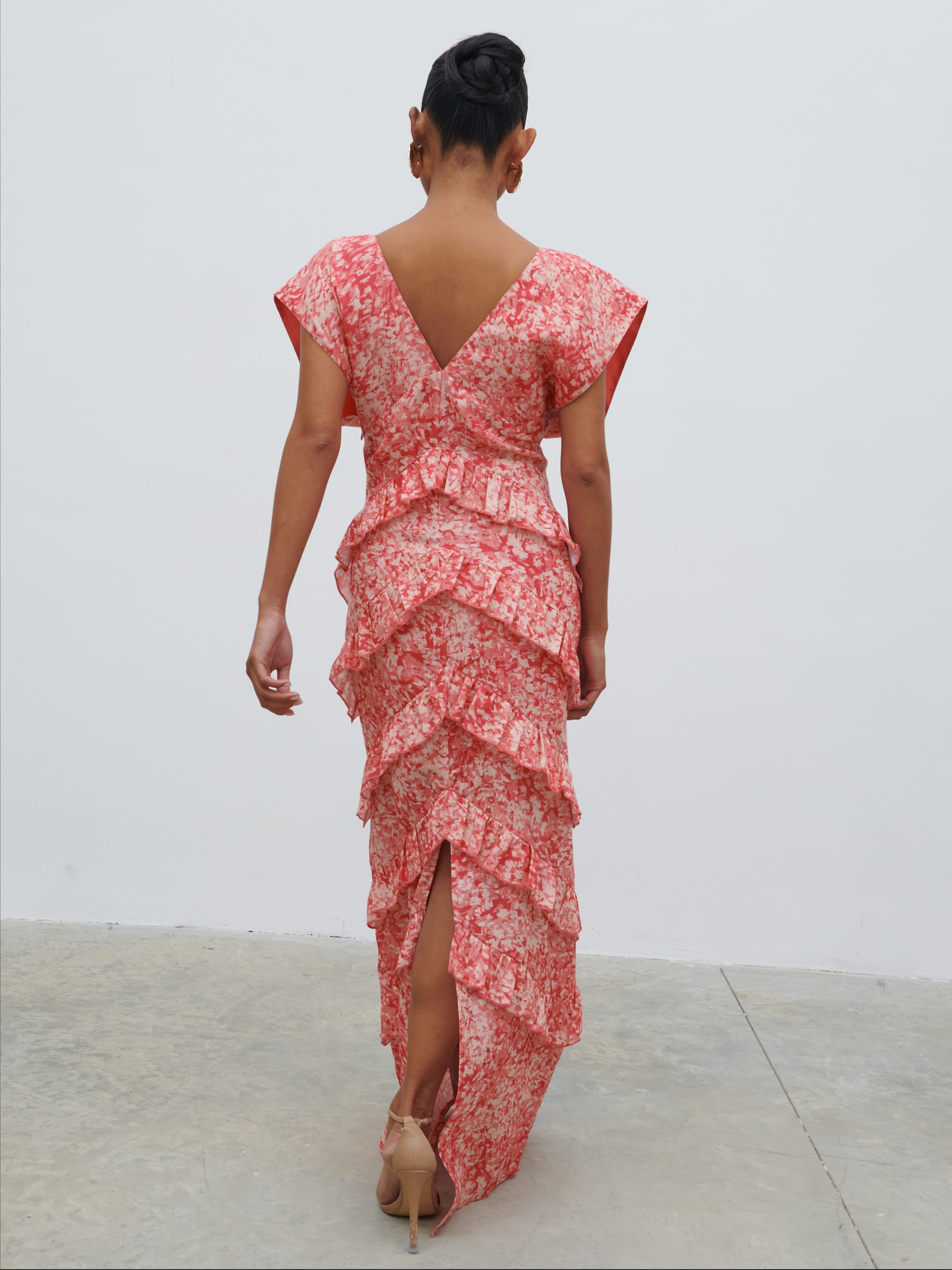 Tamsin Ruffle Dress - Pink Multi Abstract Print