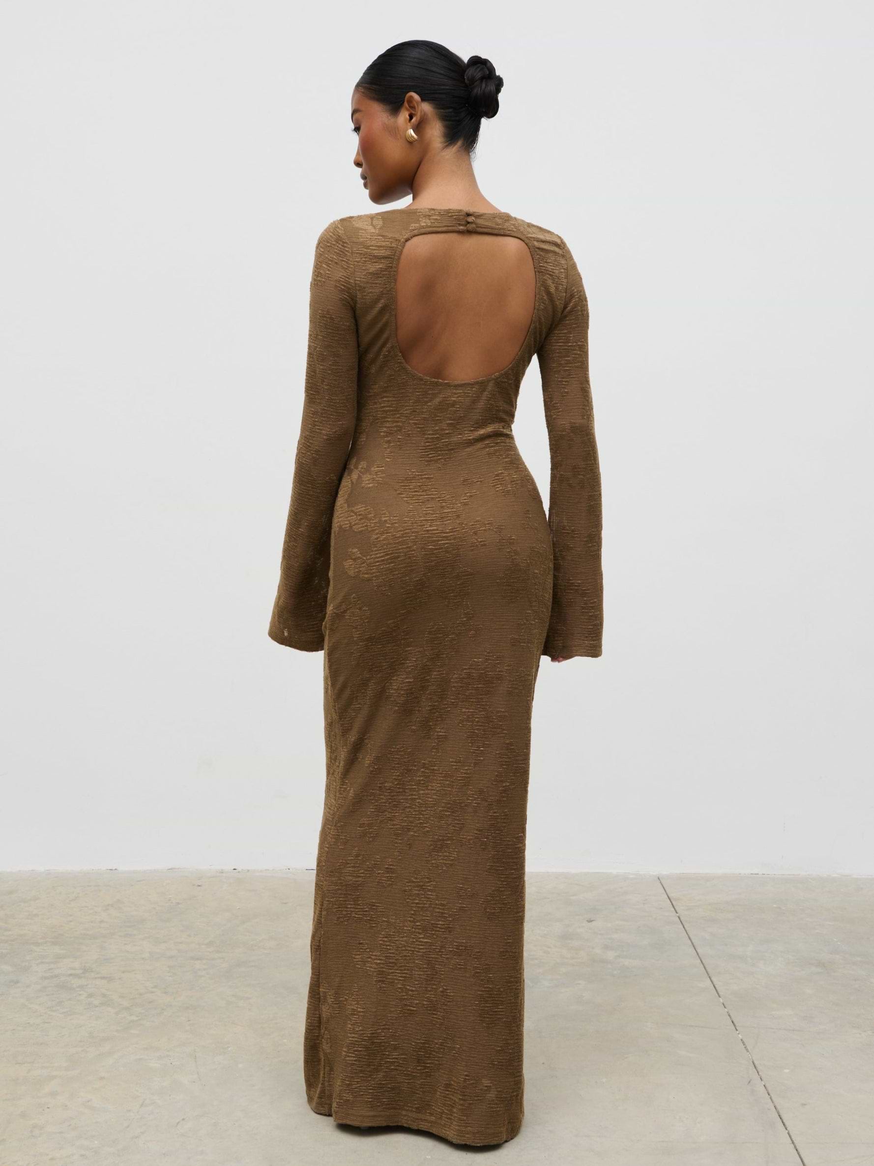 Tanaia Long Sleeve Jersey Maxi Dress - Chocolate Floral