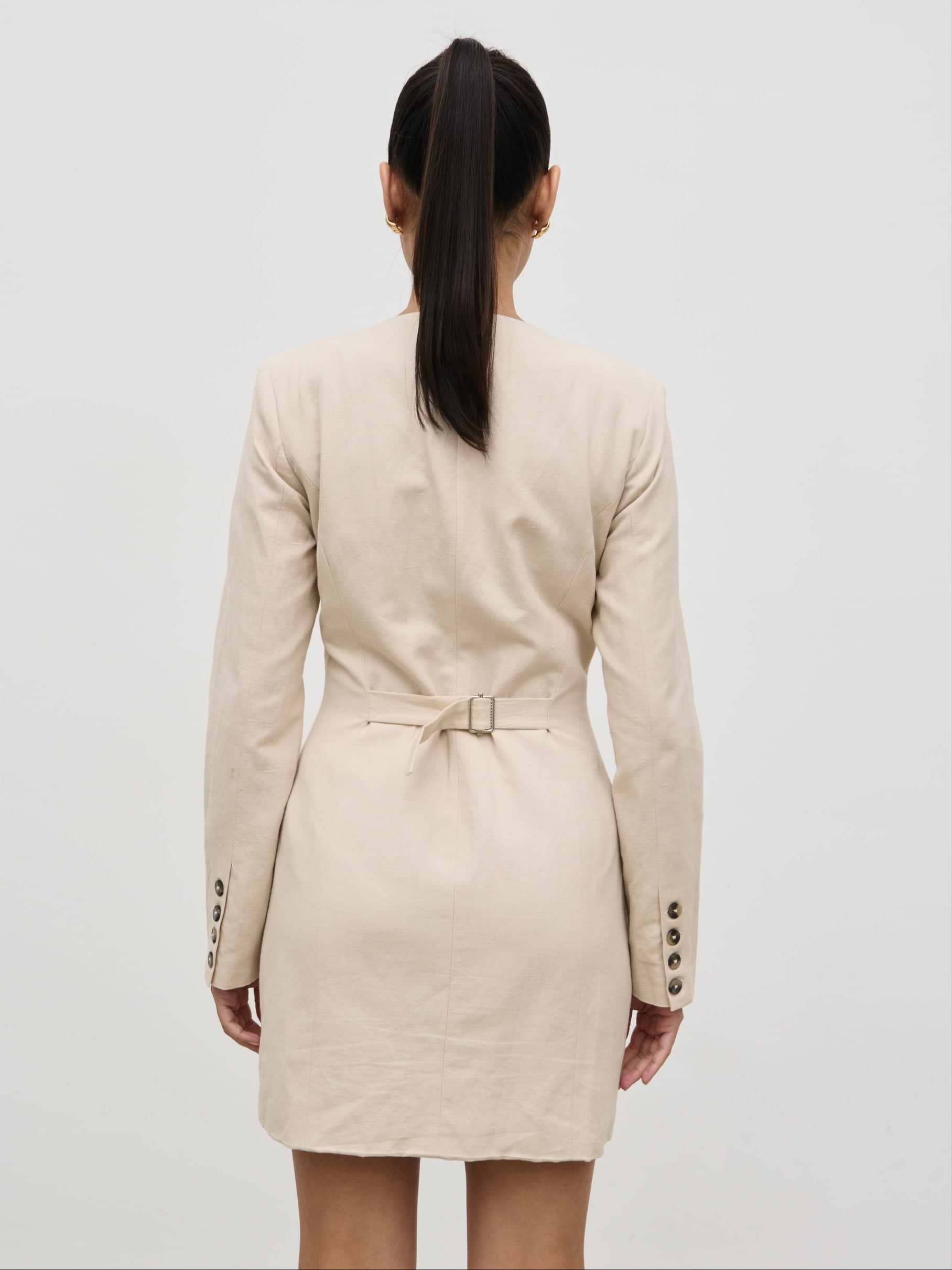 Indy Button Down Mini Dress - Natural