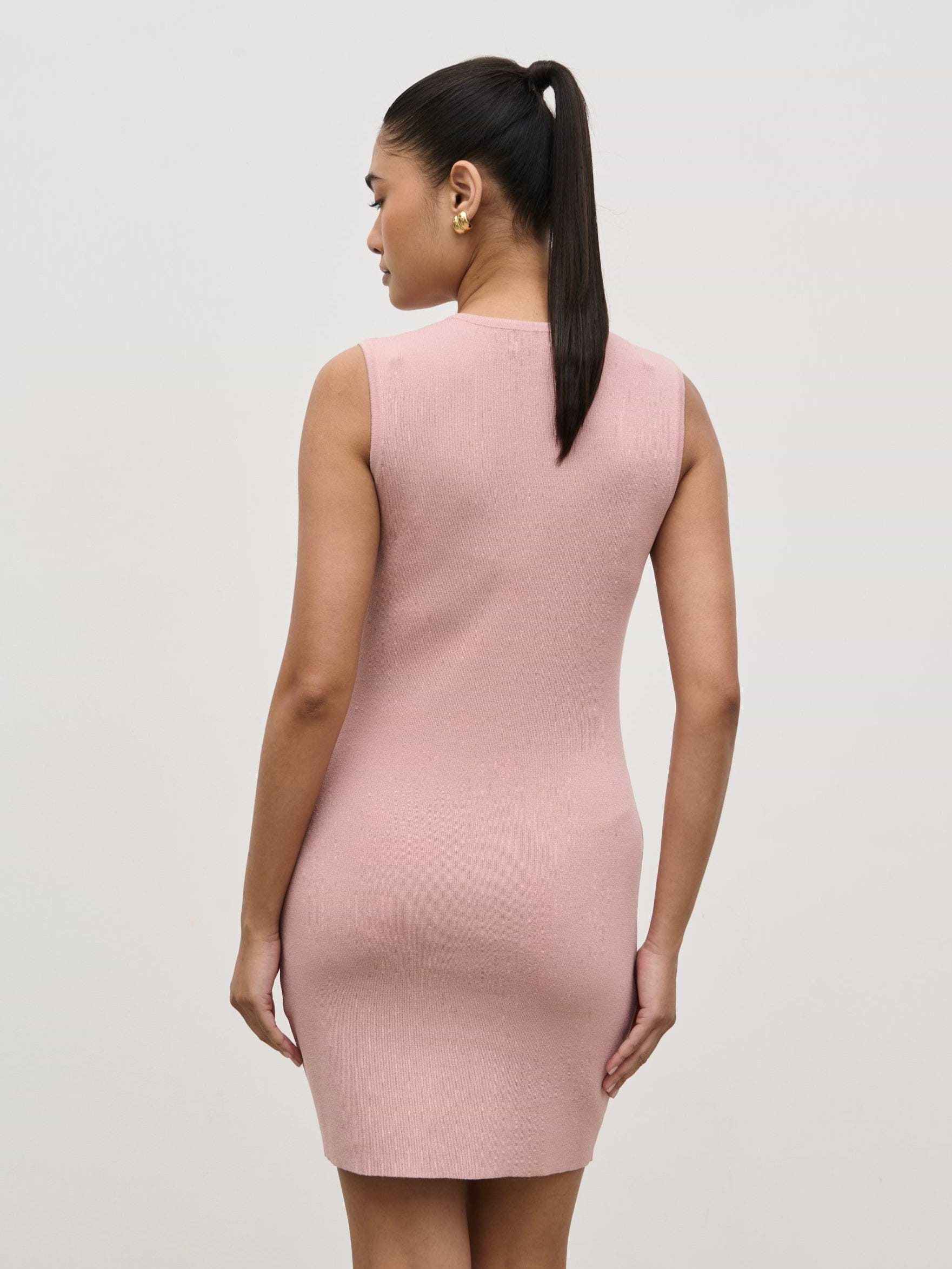 Taylor Button Knit Mini Dress - Pastel Pink