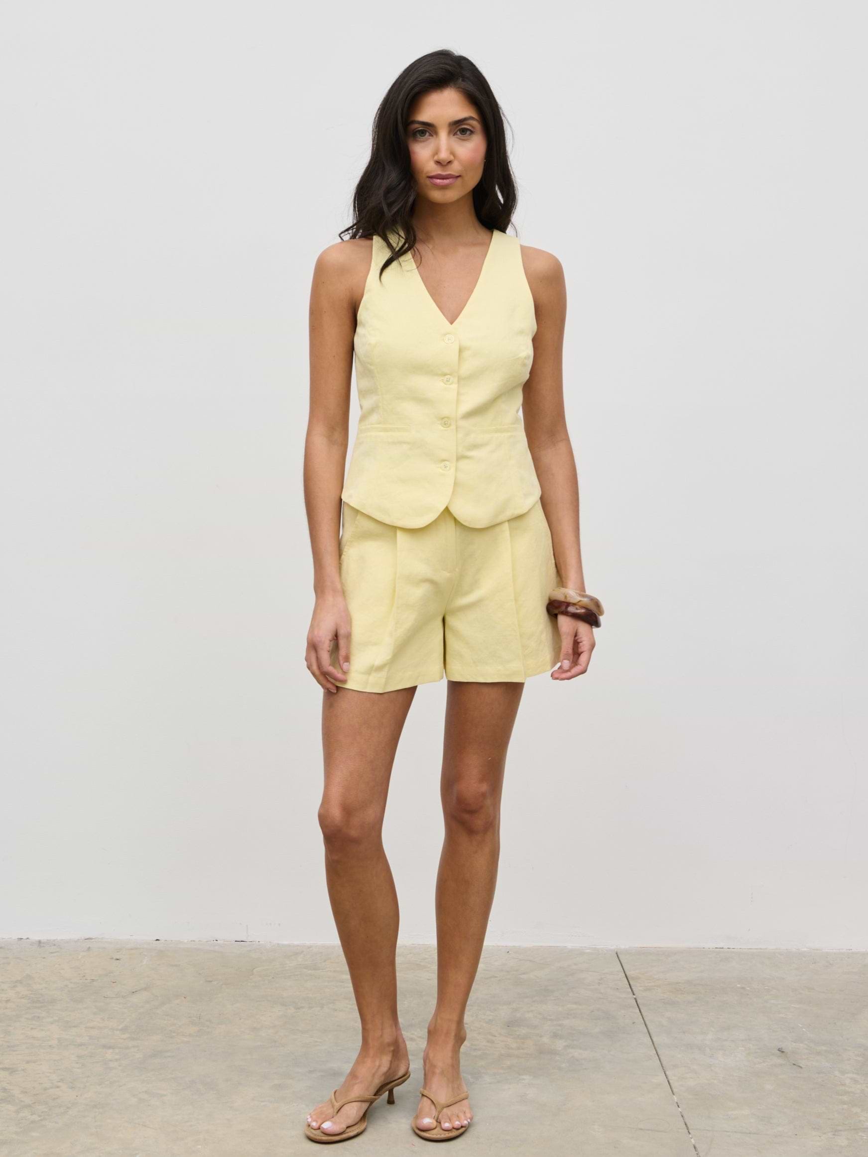 Thali Linen Shorts - Lemon