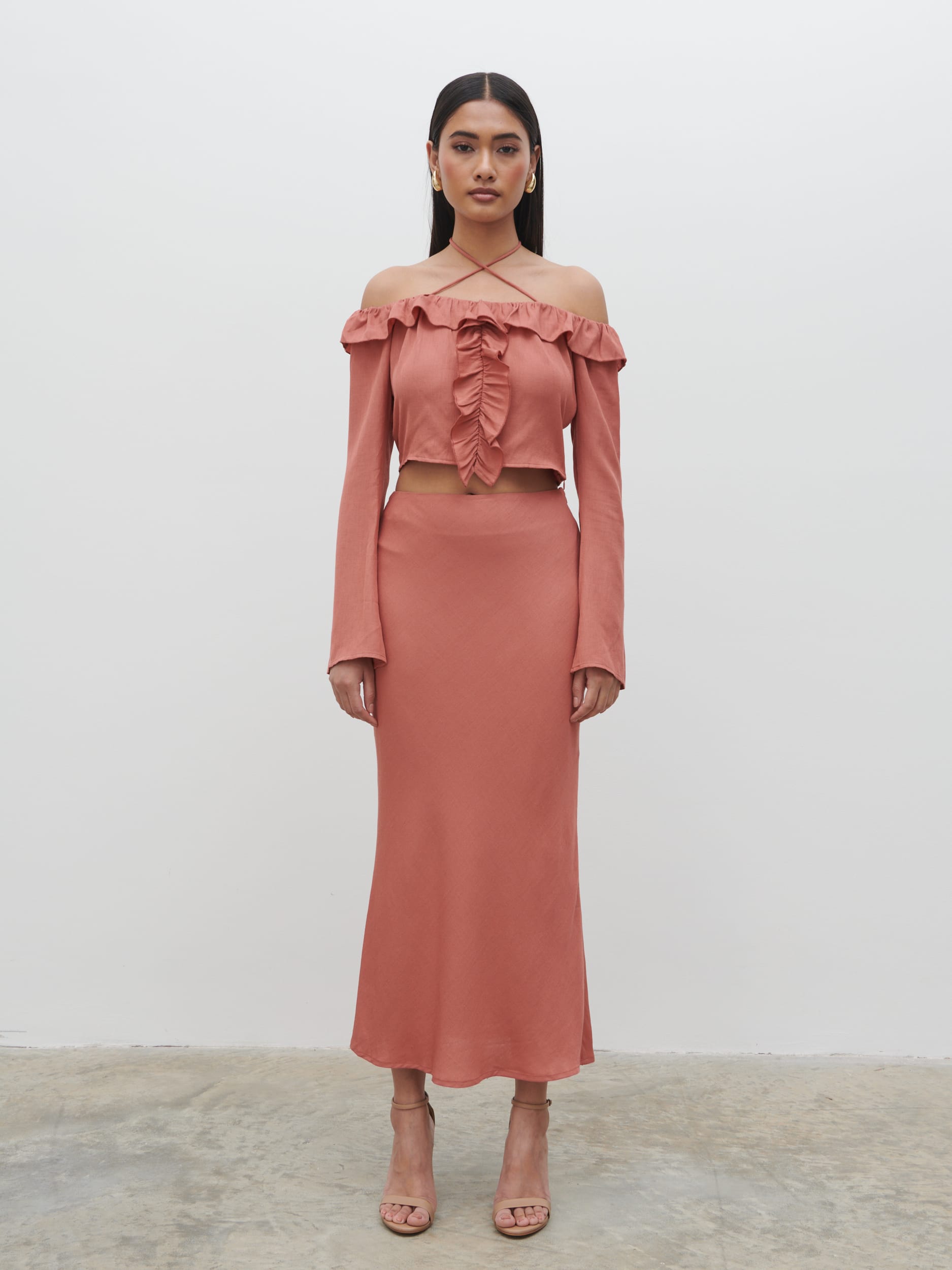 Tiffany Midaxi Skirt - Terracotta