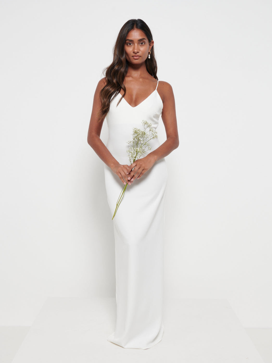 Tillie V-Neck Maxi Bridesmaid Dress - Ivory