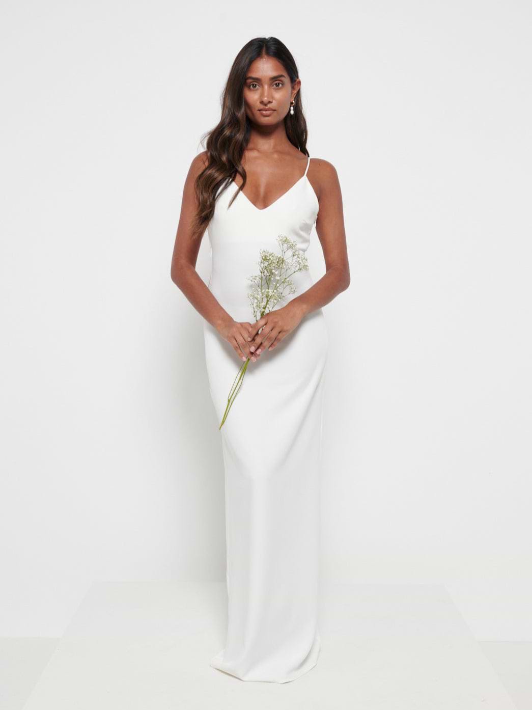 Tillie V-Neck Maxi Bridesmaid Dress - Ivory