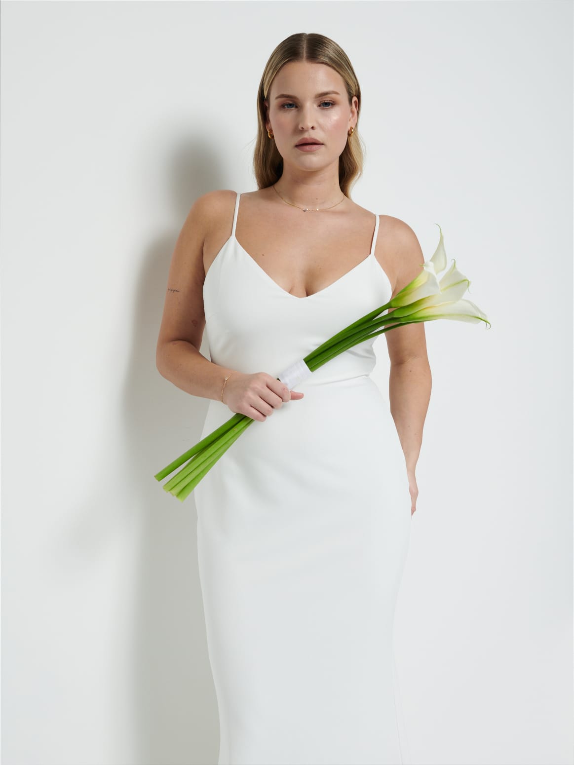 Tillie V-Neck Crepe Maxi Bridesmaid Dress - Ivory