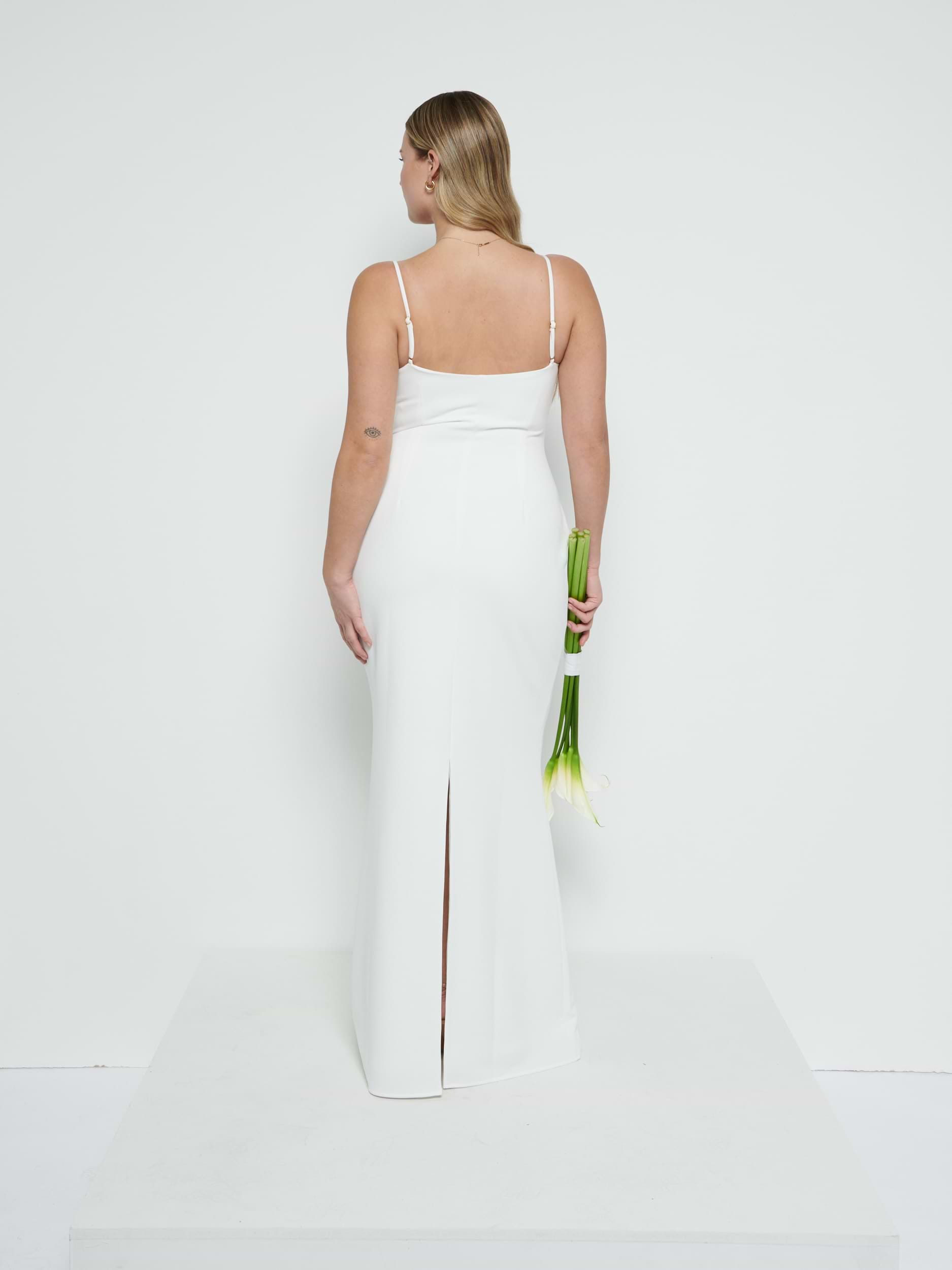 Tillie V-Neck Crepe Maxi Bridesmaid Dress - Ivory