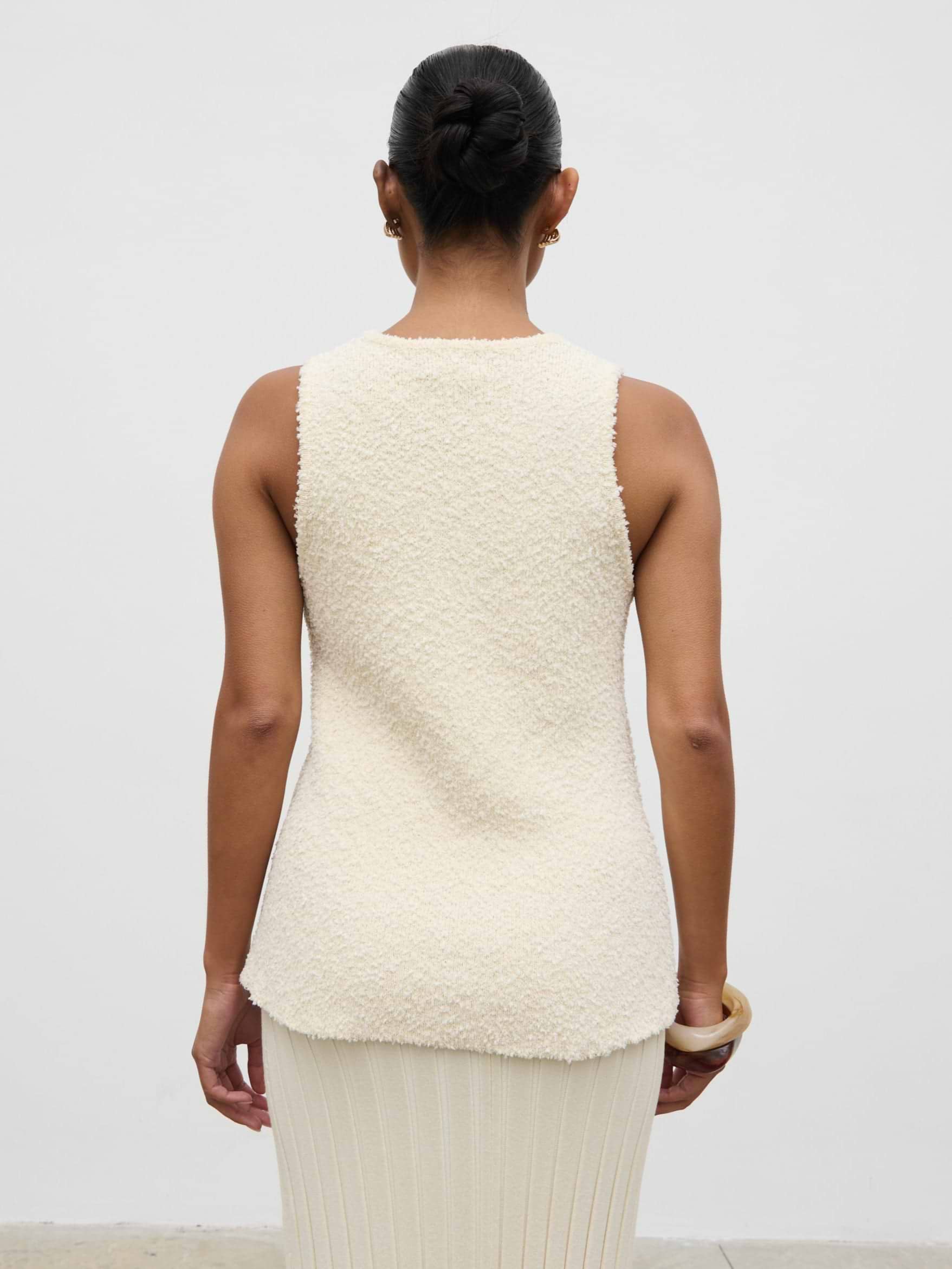 Tyla Boucle Knit Waistcoat - Cream