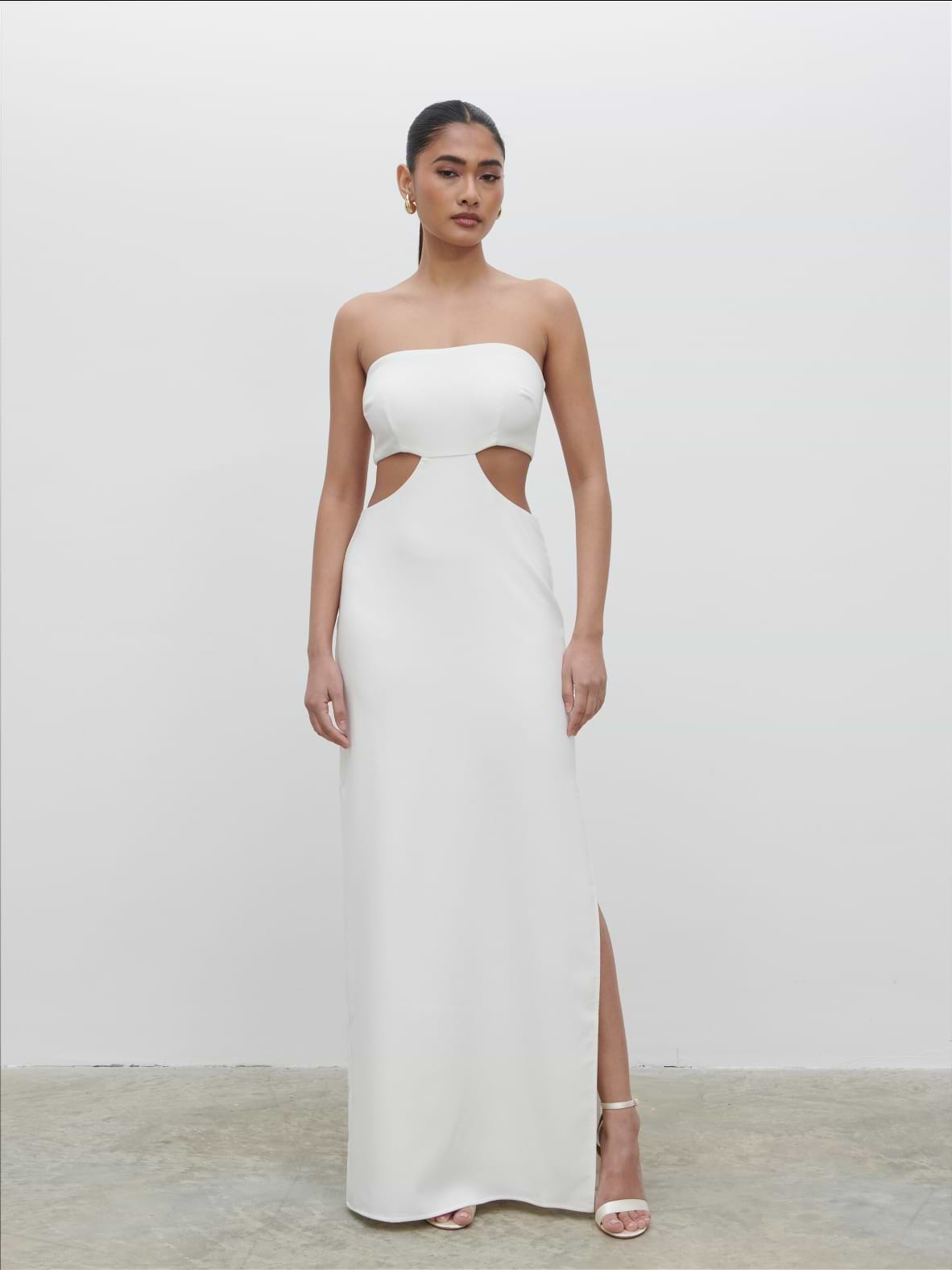 Verde Bandeau Cut Out Maxi Dress - Ivory