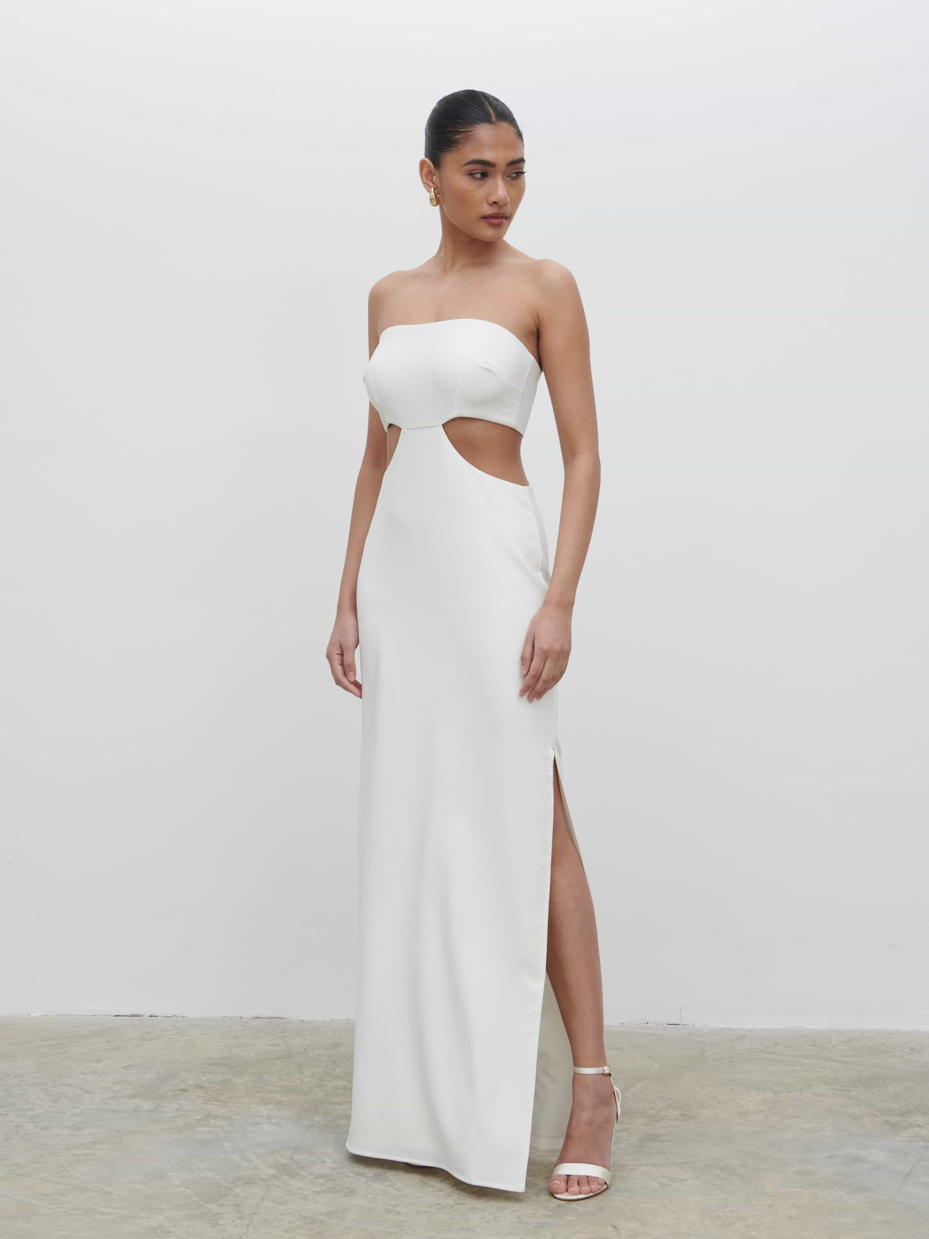 Verde Bandeau Cut Out Maxi Dress - Ivory