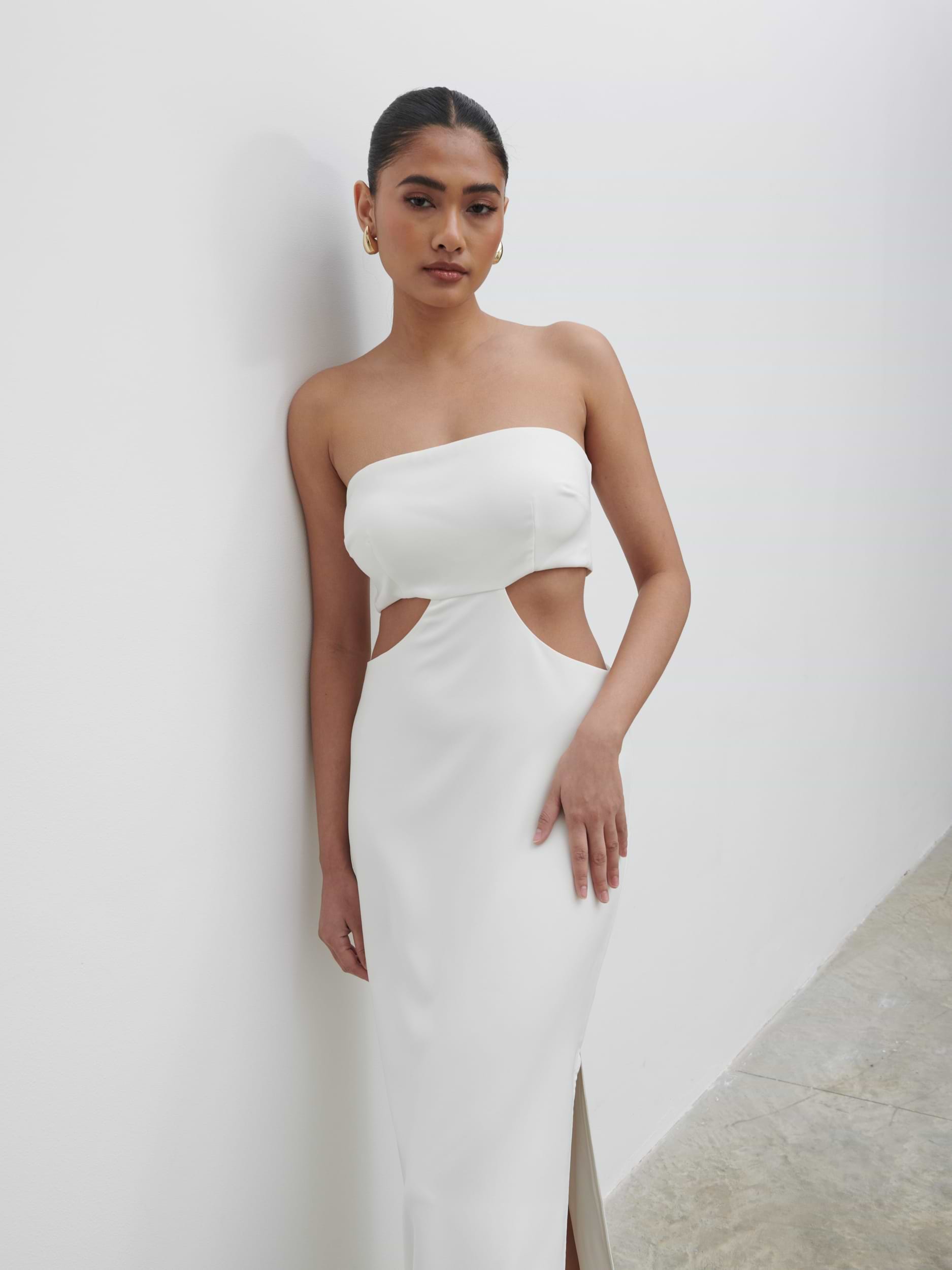 Verde Bandeau Cut Out Maxi Dress - Ivory