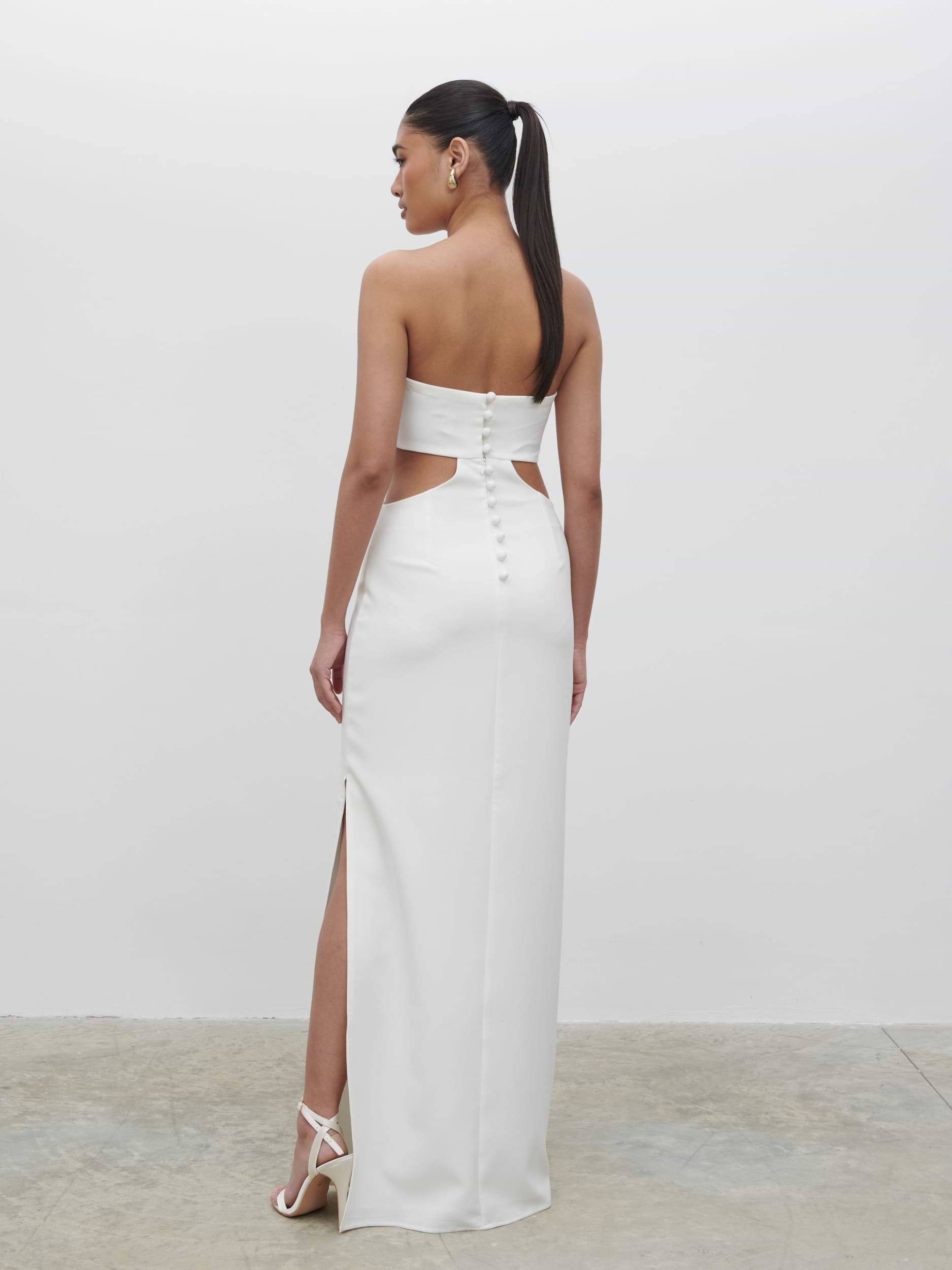 Verde Bandeau Cut Out Maxi Dress - Ivory