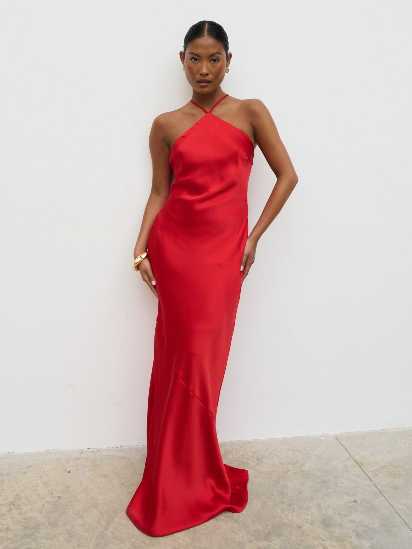 Yvette Halter Neck Maxi Dress - Red