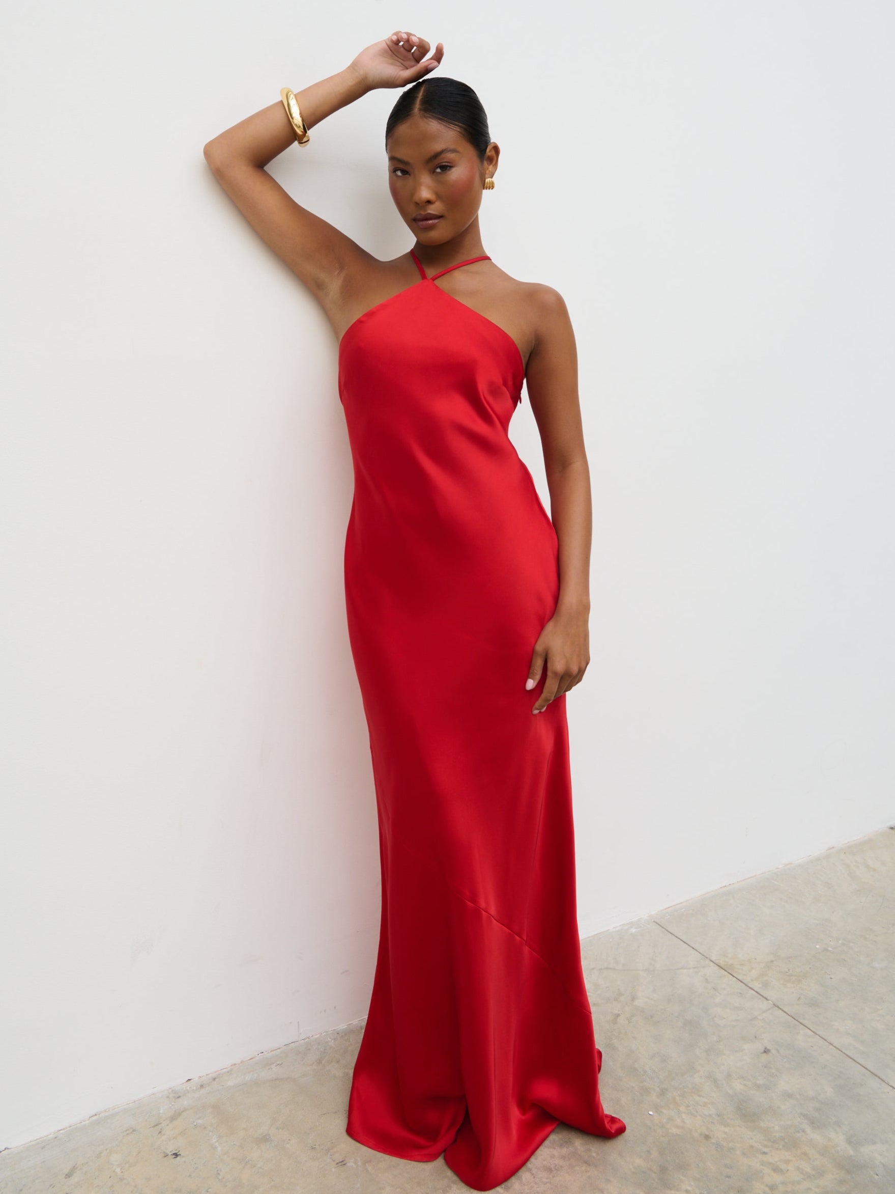Yvette Halter Neck Maxi Dress - Red